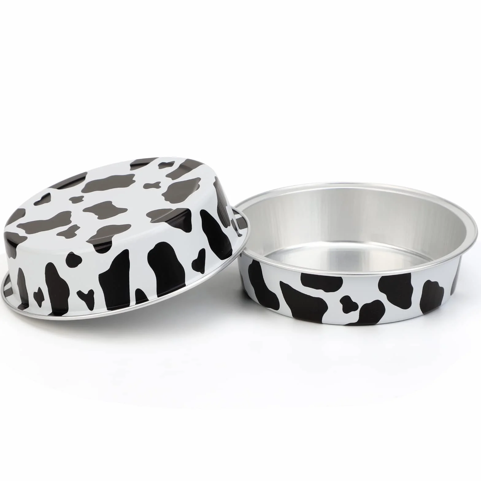 Beasea 100 szt. mini foremek do ciast jednorazowych 10 cm z pokrywkami, aluminiowe, czarno-białe, do muffinek, sernika, quiche