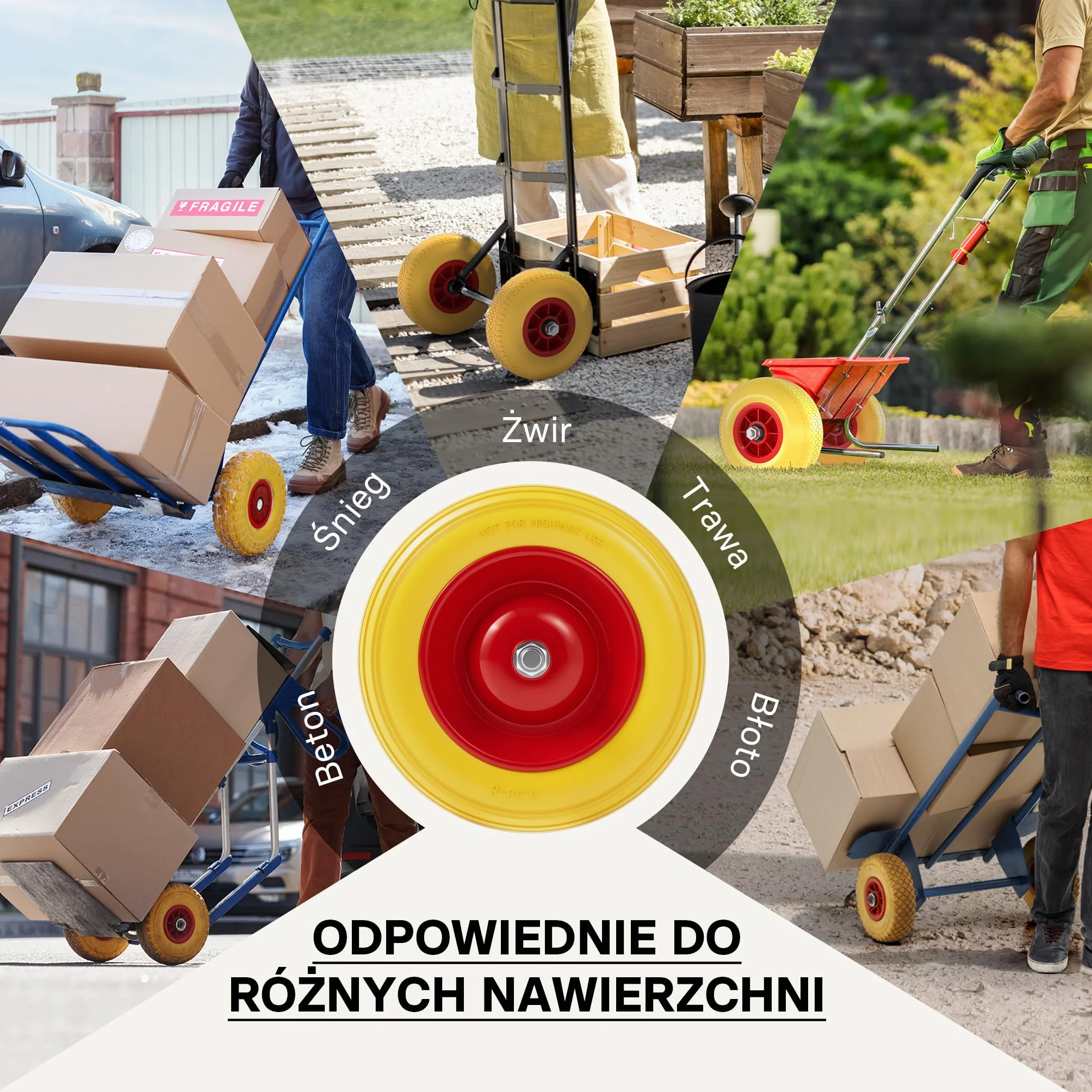 Wiltec Koło do taczki PU 3.50-8 do 160 kg koło pełne o wymiarach 92 x 392 mm, odporne na przebicia, poliuretanowe