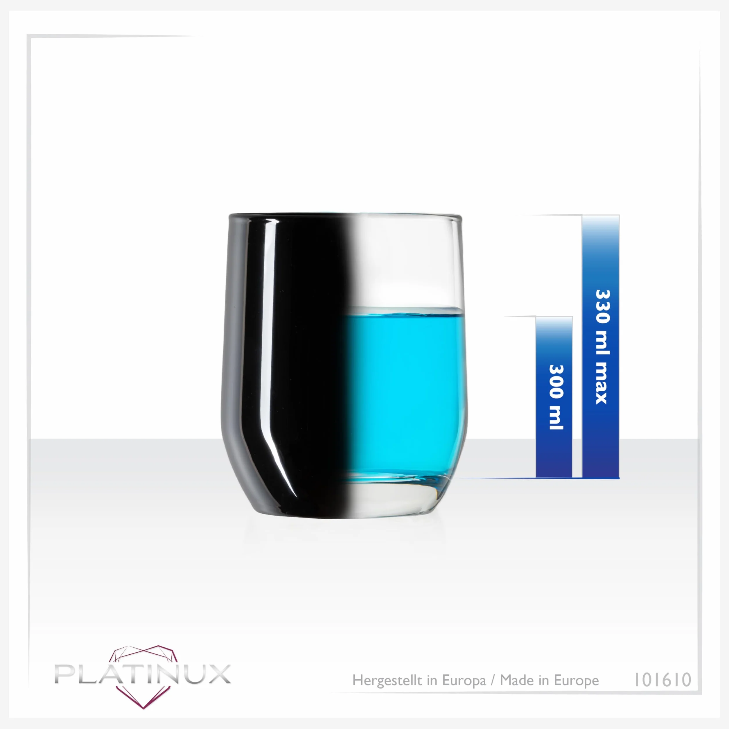 PLATINUX Czarne eleganckie szklanki do picia 260 ml (maks. 320 ml) ze szkła zestaw 6-częściowy szklanki do wody, soku, whisky