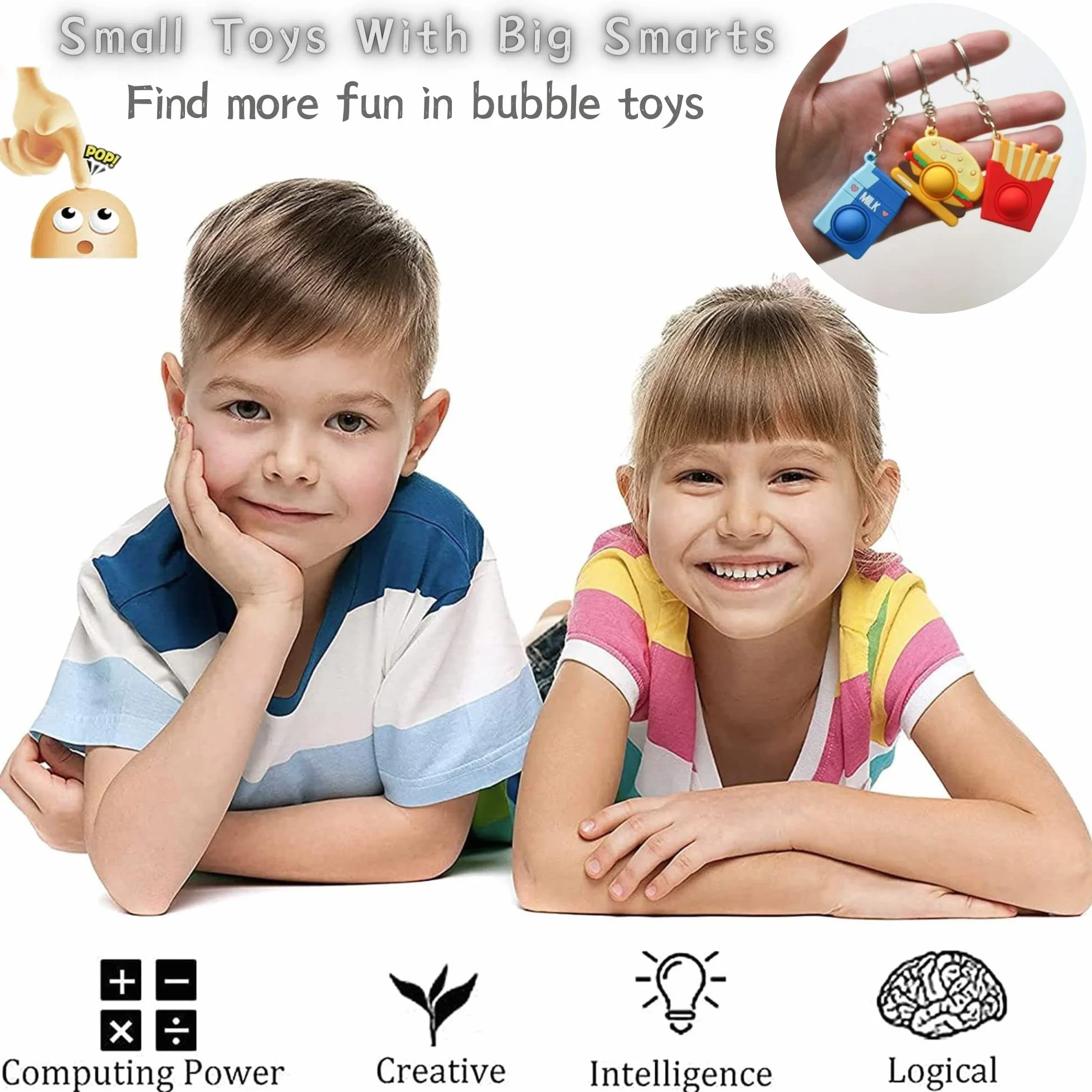 Mini Squeeze Pop Bubble Fidget, 8 sztuk silikonowych breloków, zabawka antystresowa dla dzieci i dorosłych