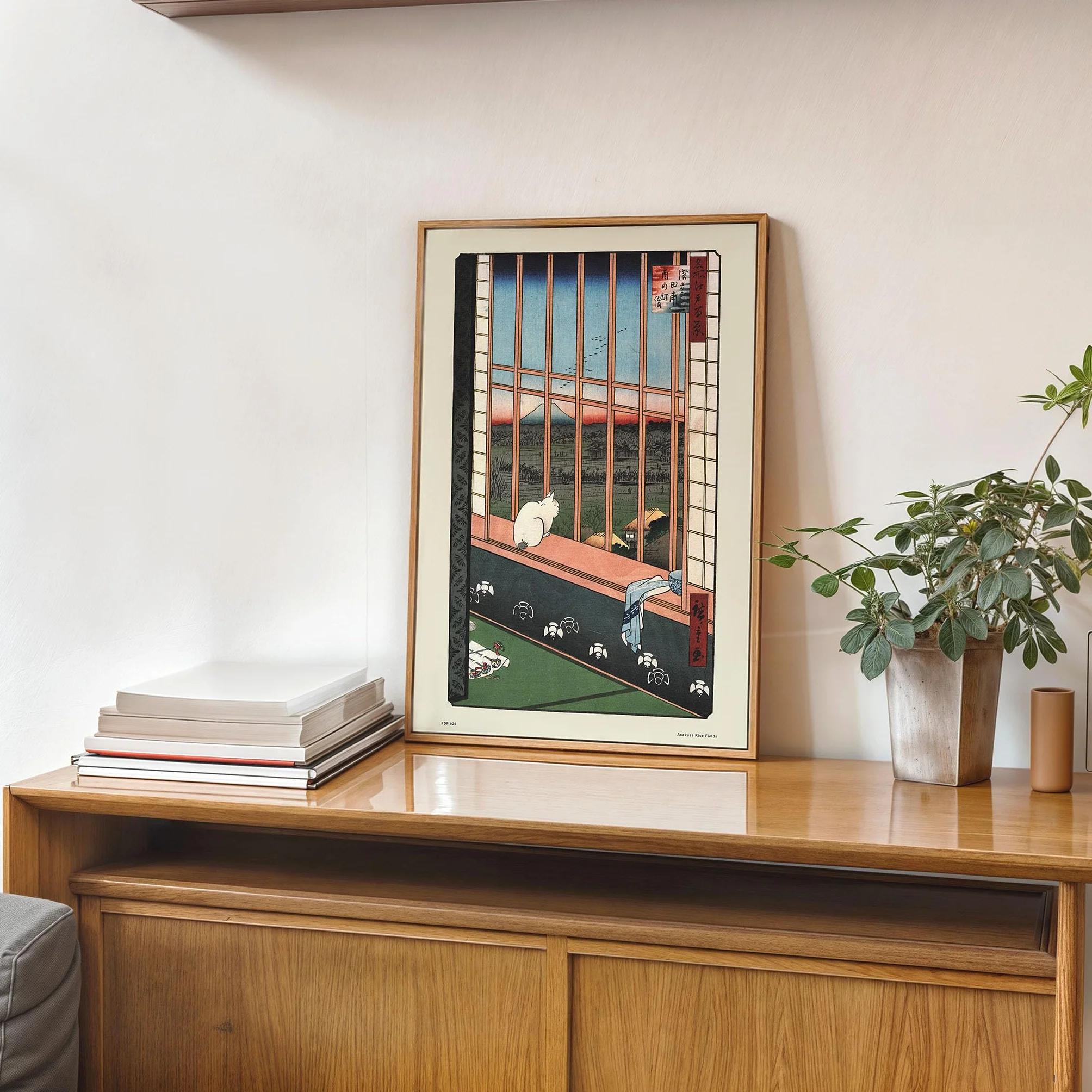 onthewall Hiroshige japoński plakat artystyczny druk Asakusa pola ryżowe