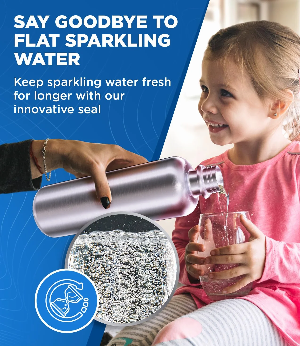 MATE OF STEEL® Butelka kompatybilna z Sodastream Crystal & Easy Premium 0,75 l ze stali nierdzewnej – nadaje się do mycia w zmywarce | butelka na napoje z metalu o pojemności 750 ml | butelki zapasowe