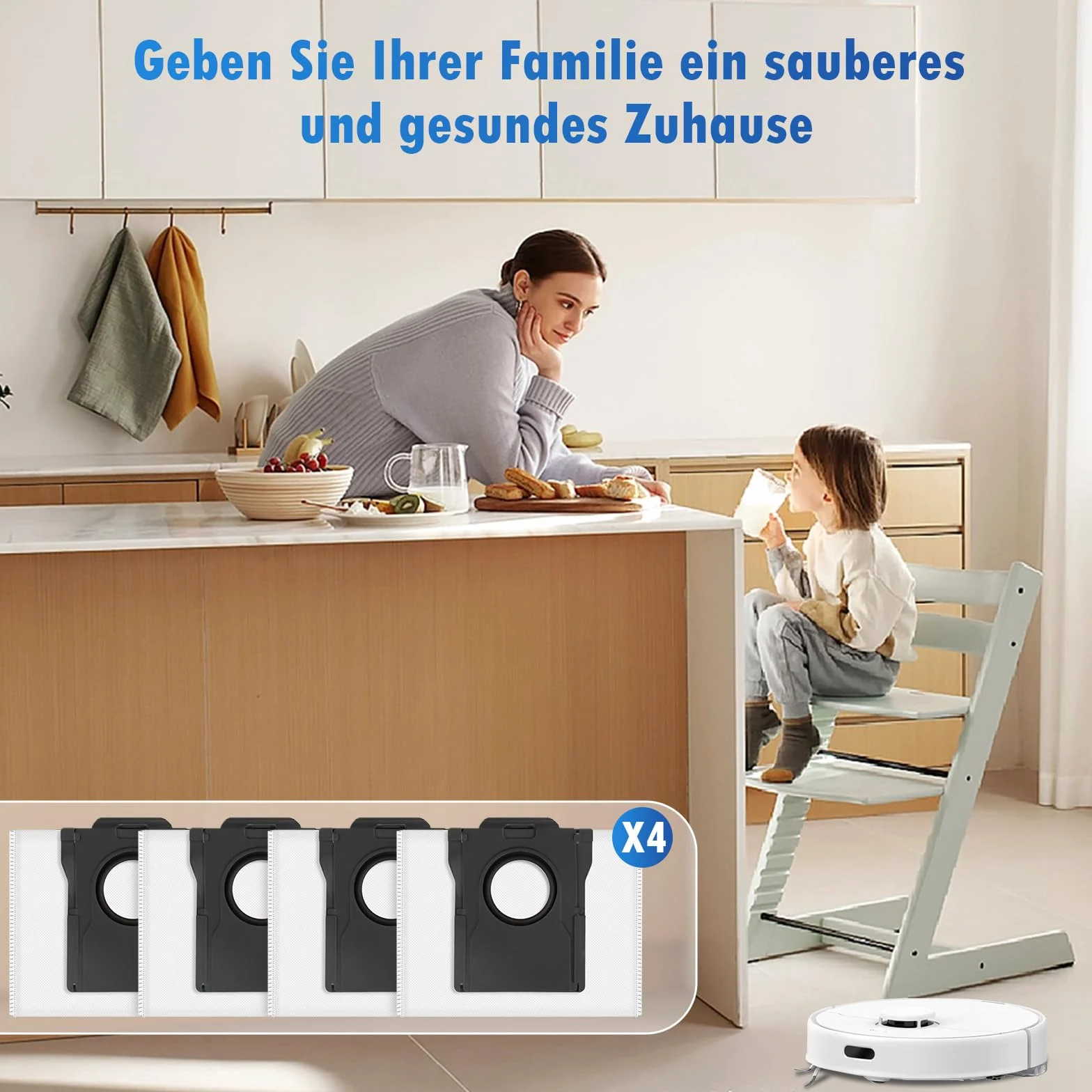 4 sztuki worków do odkurzacza wielokrotnego użytku akcesoria do Dreame X50 Ultra Complete / X40 Ultra Complete / L10s Ultra Gen 2 / L10s Ultra / D10 Plus Gen 2 / Mova E30 Ultra części zamienne do