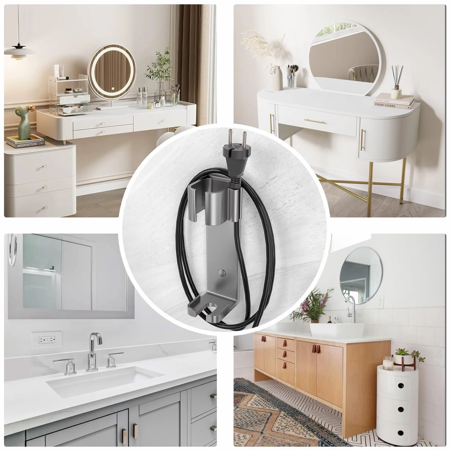 GIONAR Uchwyt ścienny do Dyson Airwrap, metalowy uchwyt bez wiercenia, do Dyson Airwrap, odporny na wysokie temperatury stop aluminium, do prostownic, lokówek i wielu innych, szary pistolet