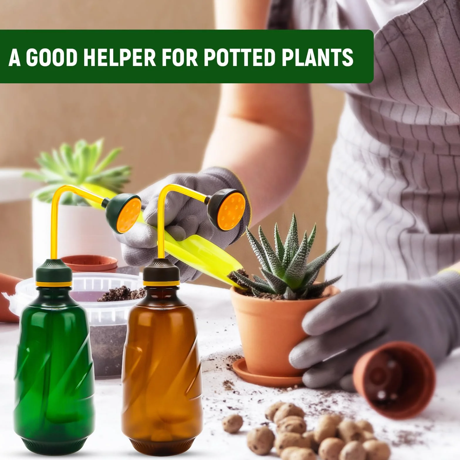 2 małe konewki do podlewania roślin, butelka z rozpylaczem 360°, do delikatnych roślin, bonsai, uprawy Ingarden 0,45 l