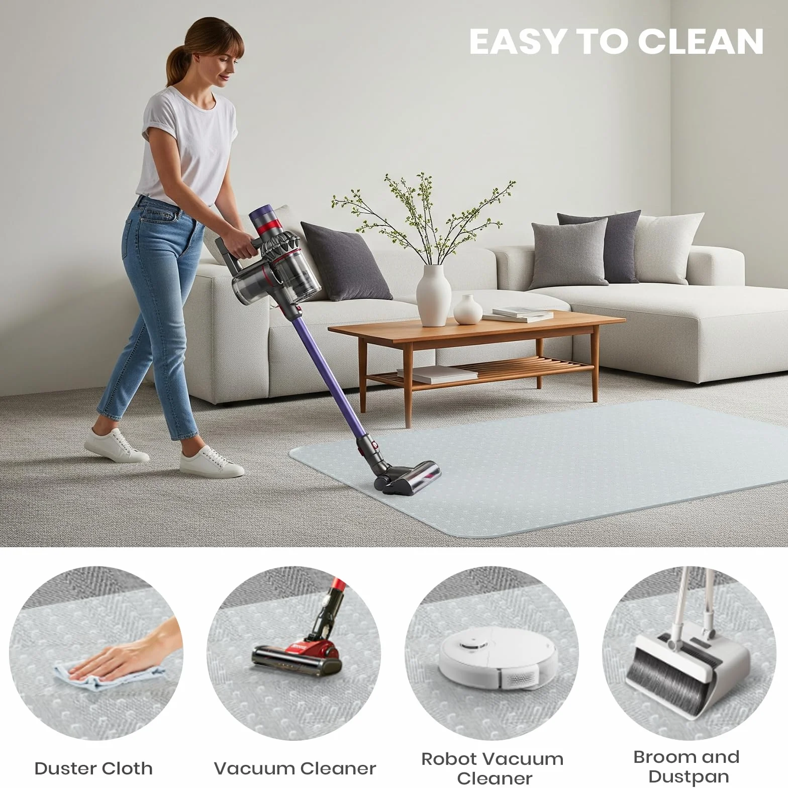 COSYLAND Mata Ochronna pod Krzesło na Dywan – Podkładka z PVC pod Krzesło z Kółkami, Odporna na Zarysowania, 90 x 120 cm – Idealna do Biura, Salonu i Sypialni