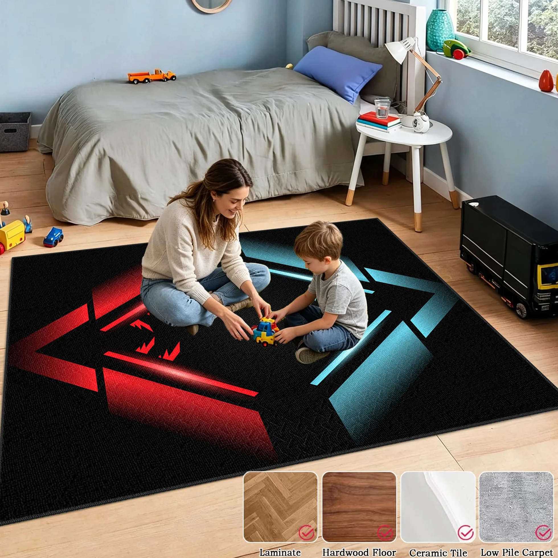 Dywanik dla graczy, antypoślizgowa mata podłogowa, 150 x 180 cm, mata ochronna na podłogę, do pokoju gamingowego, do obszaru zabaw, podkładka pod krzesło komputerowe, podkładka pod krzesło