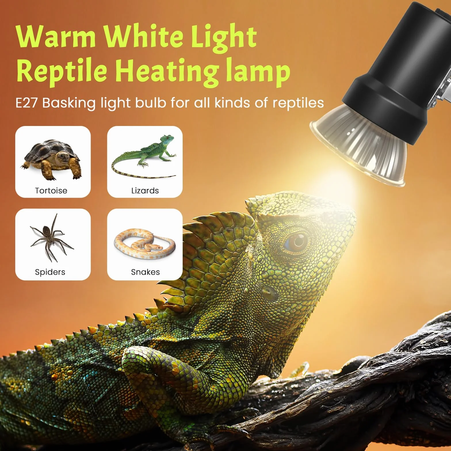 50W E27 UVB UVA Oświetlenie Grzewcze z Pełnym Spektrum dla Terrarium - Regulowana Żarówka 2700K Białe Ciepłe Światło dla Żółwi Lądowych (4 szt.) [Klasa energetyczna G]