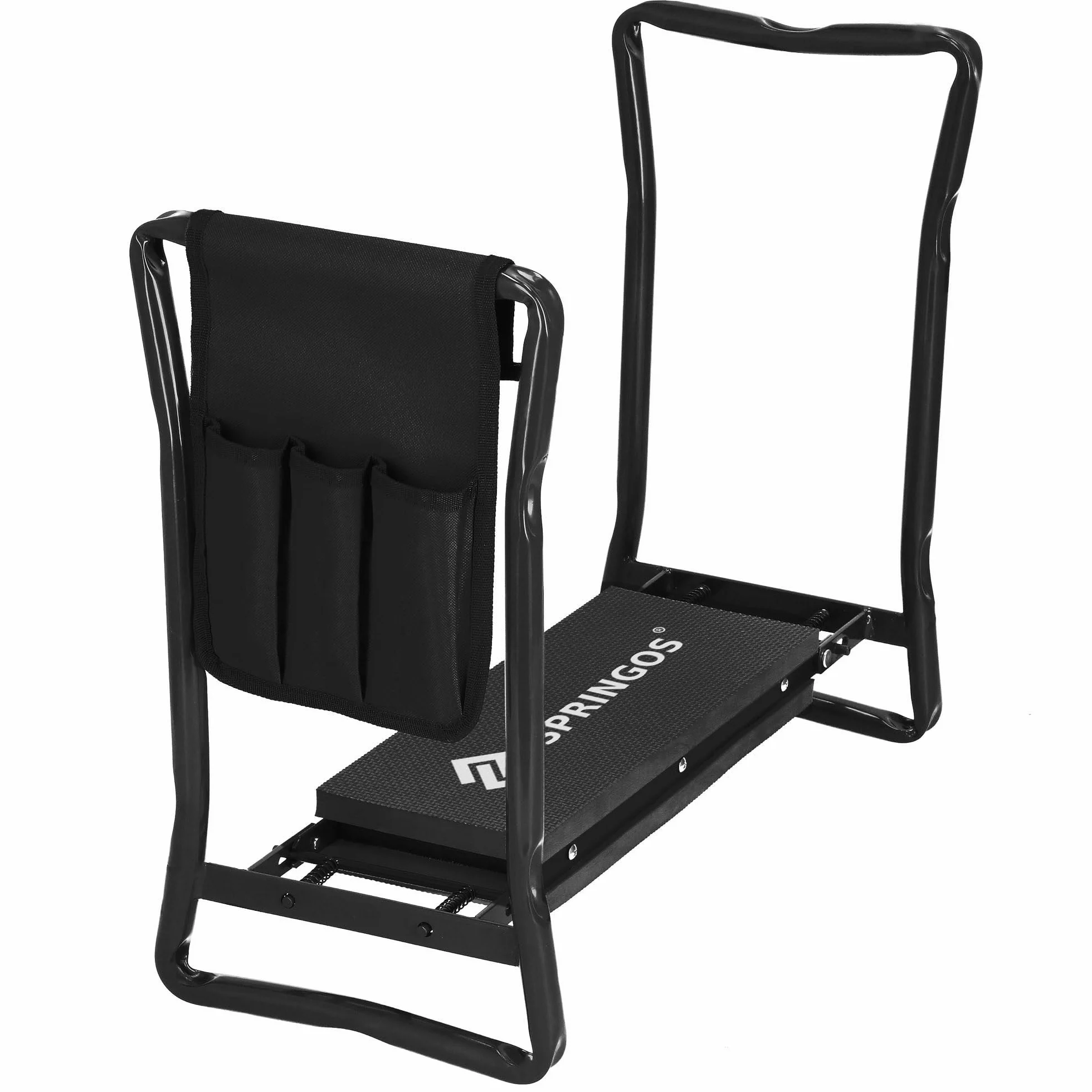 SPRINGOS Składany taboret ogrodowy 3 w 1 – ławka na kolana i taboret do siedzenia z torbą na narzędzia – ergonomiczne podparcie siedziska i kolana – stabilny i odporny