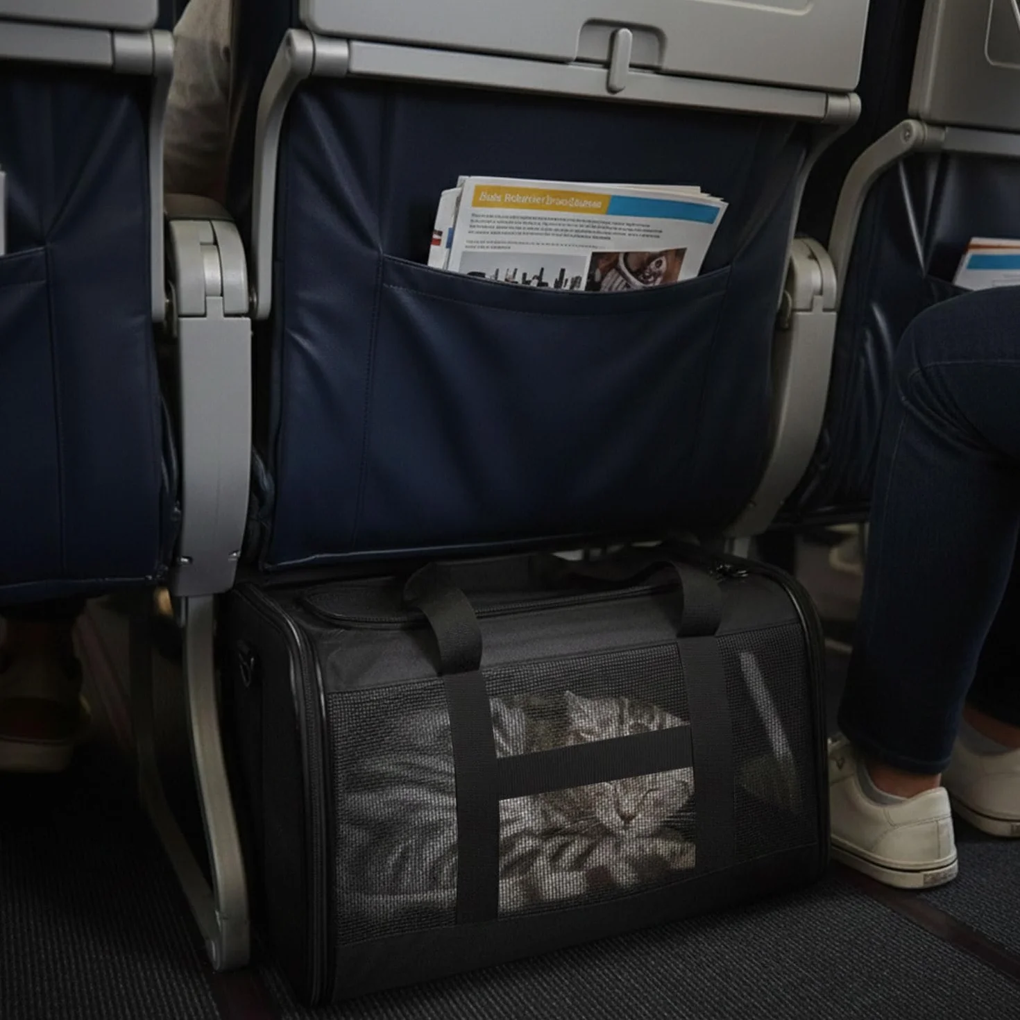 Conlun Miękka torba transportowa dla kotów i psów do 7 kg, składana torba podróżna, czarna