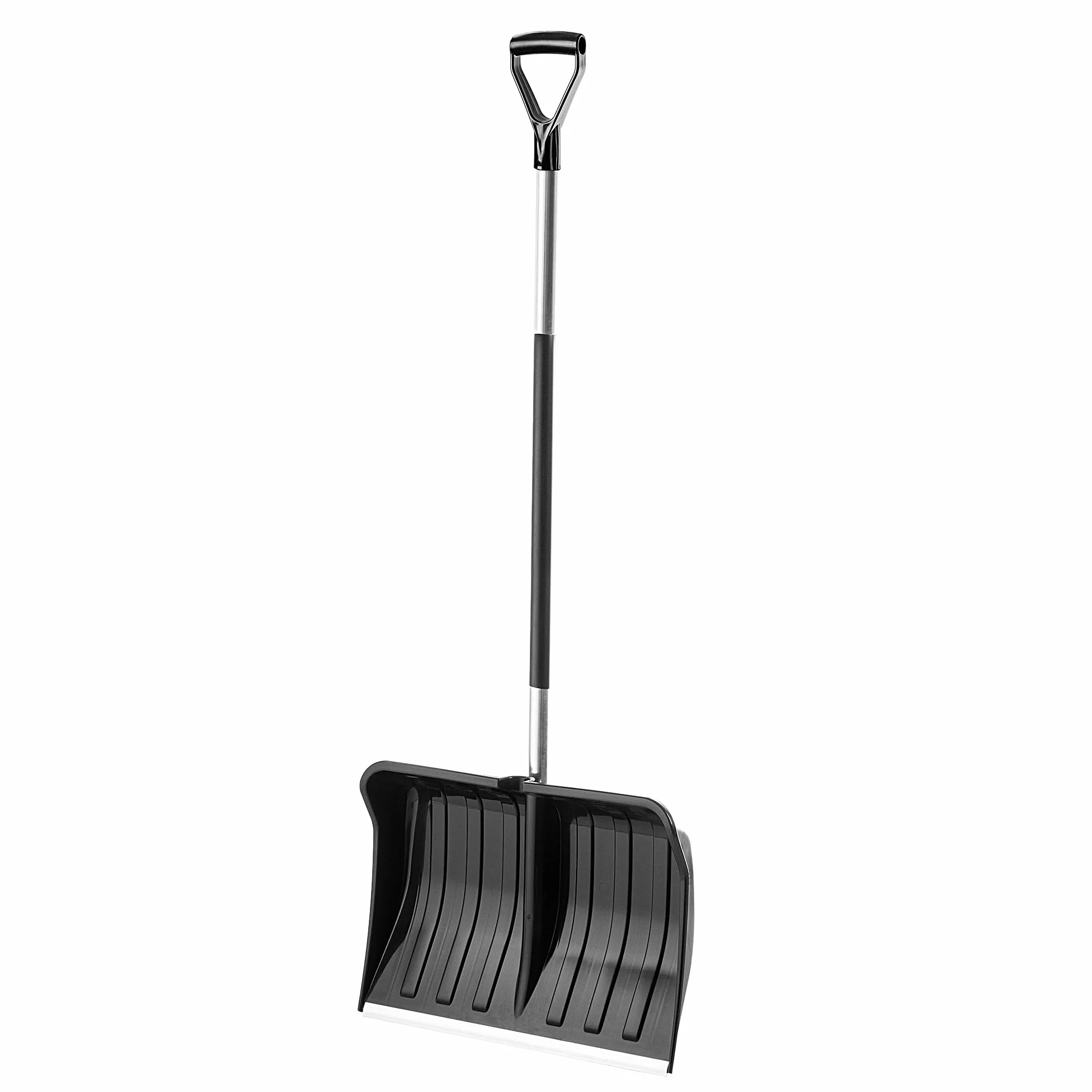KADAX Łopata do śniegu z aluminiowym uchwytem, 50 x 141 cm, łopatka do śniegu z ergonomicznym uchwytem, z tworzywa sztucznego, z aluminiowym mocowaniem (czarna 2)