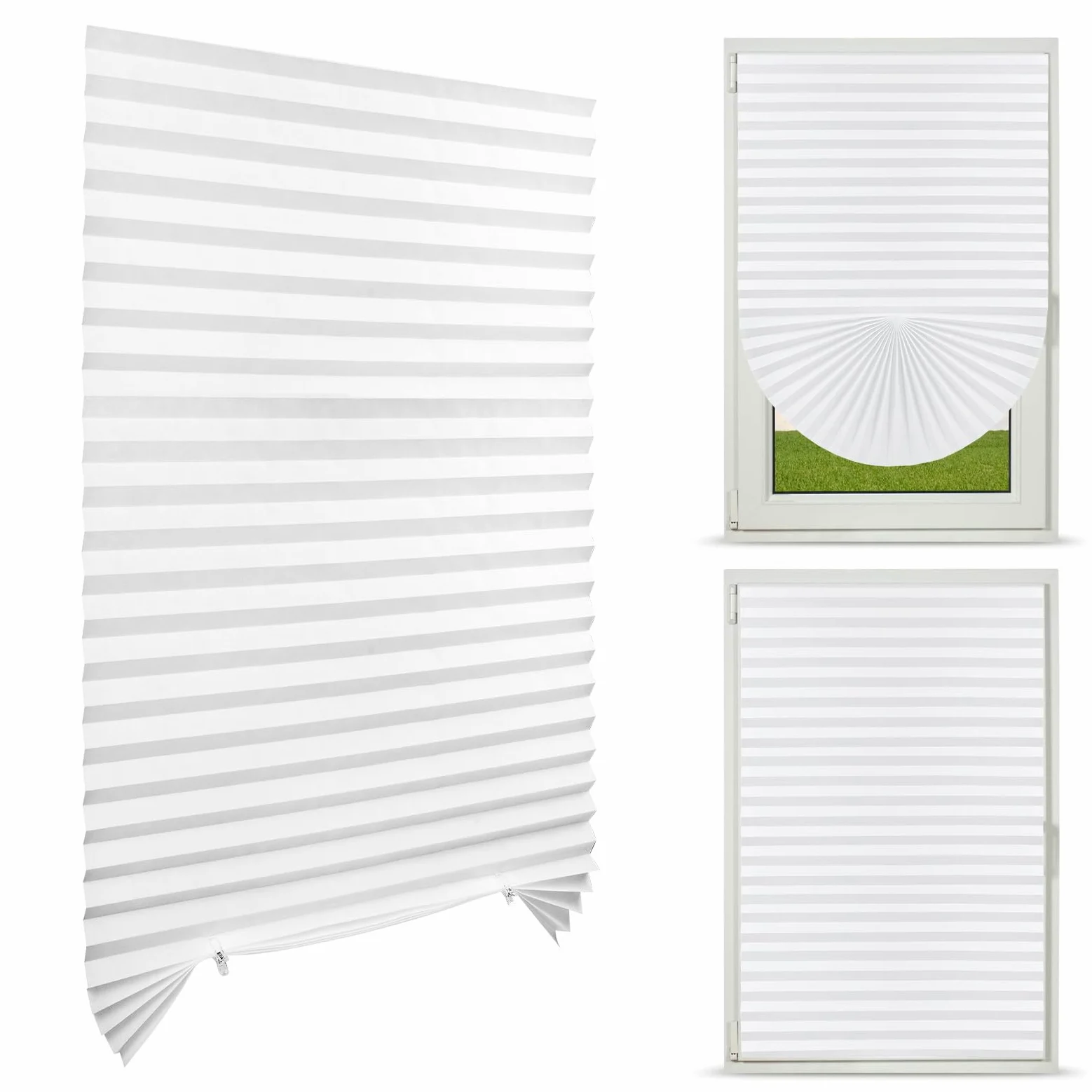 60 x 150 cm roleta plisowana, bez wiercenia, samoprzylepne zasłony zaciemniające | Włóknina, 50% żaluzji wewnętrznych, do stosowania, ochrony przeciwsłonecznej, części montażowych w zestawie - białe