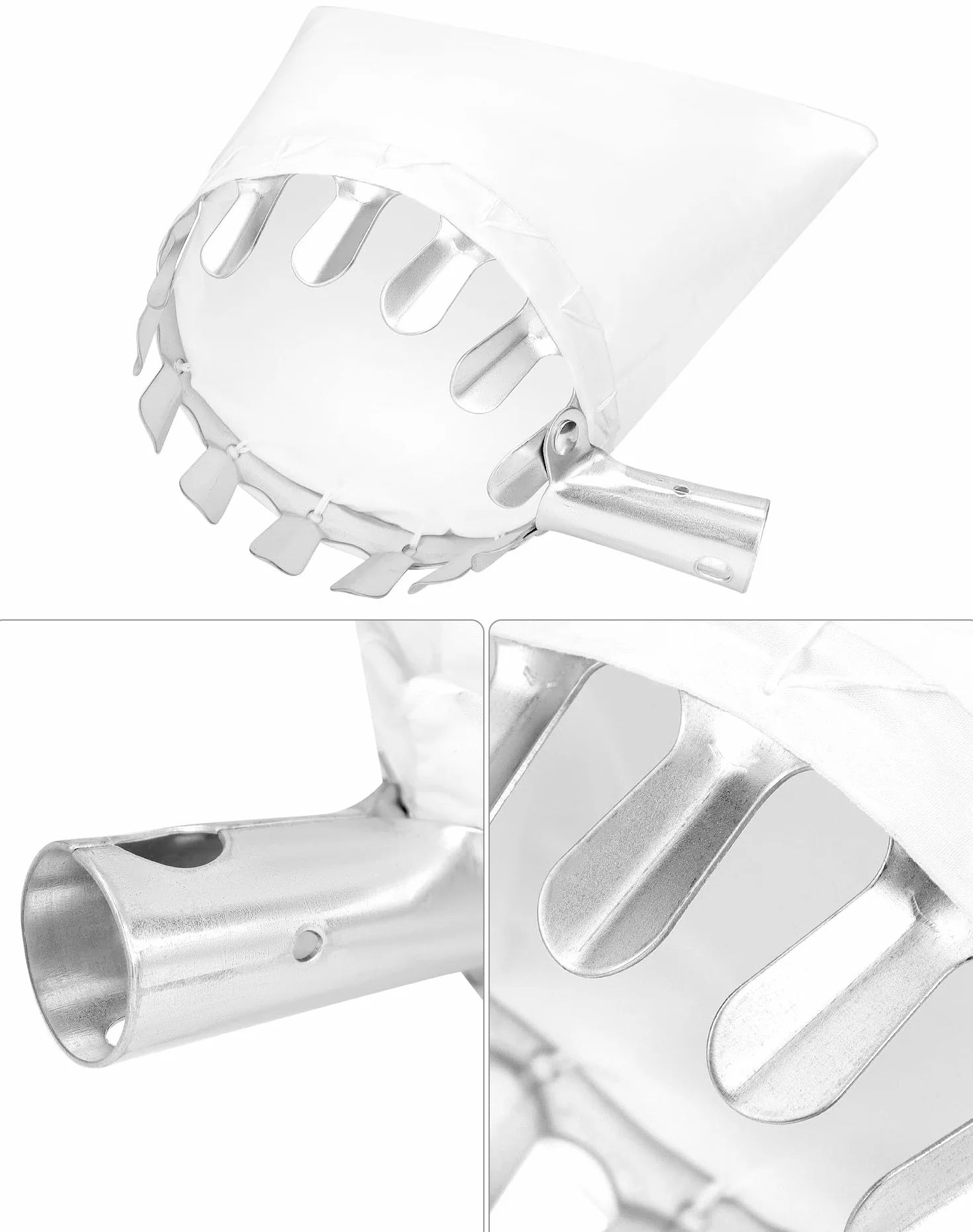 QWORK® Metalowy zbierak do owoców zbieracz do jabłek zbieracz do wiśni z bawełnianą torbą - Ø14cm