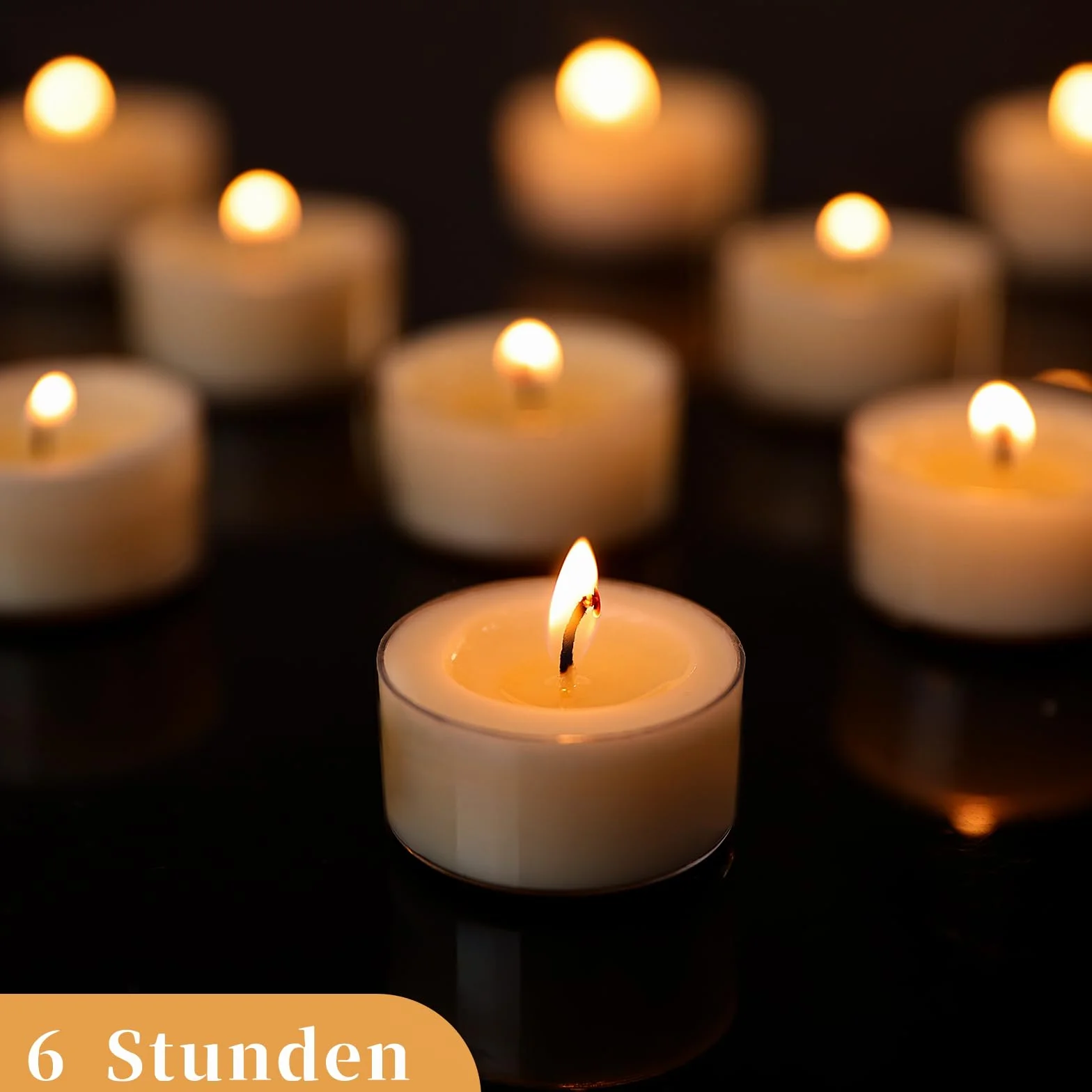 25 sztuk naturalnych, bezzapachowych świeczek typu tealight ze 100% wosku sojowego, czas palenia 6 godzin, bez parafiny, nietoksyczne, wegańskie, w przezroczystej filiżance
