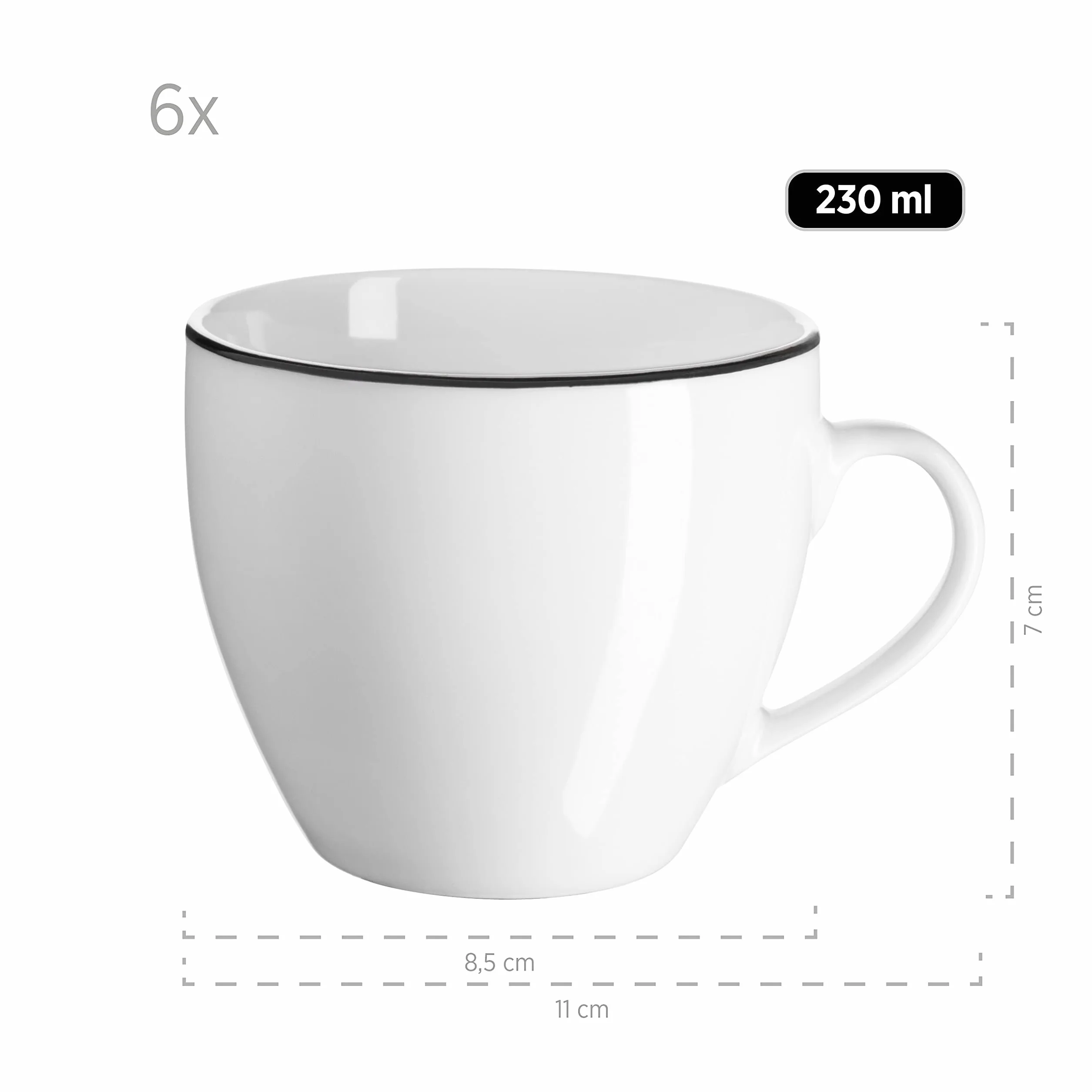 Mäser ENNA porcelanowy zestaw do kawy biały czarny