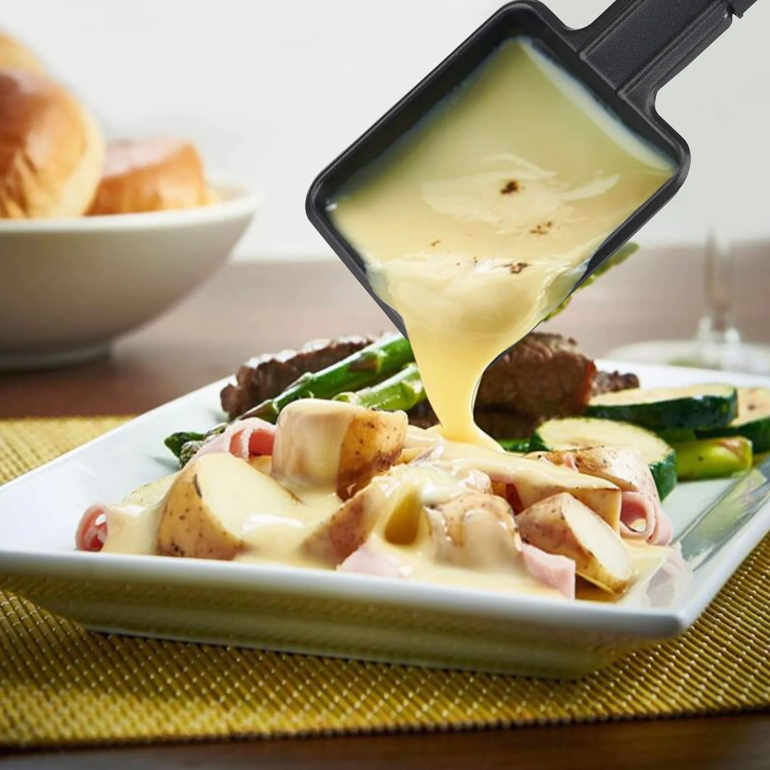 Mini patelnie do skrobania, 4 sztuki, zestaw skrobaczek do patelni, z 4 drewnianą łopatą