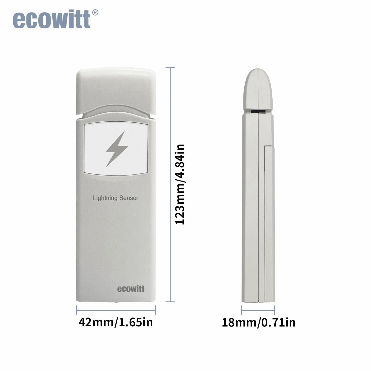 Ecowitt bezprzewodowy czujnik wykrywania piorunów WH57, zewnętrzny czujnik stacji pogodowej dla ekosystemu Ecowitt, tylko akcesorium 868MHz