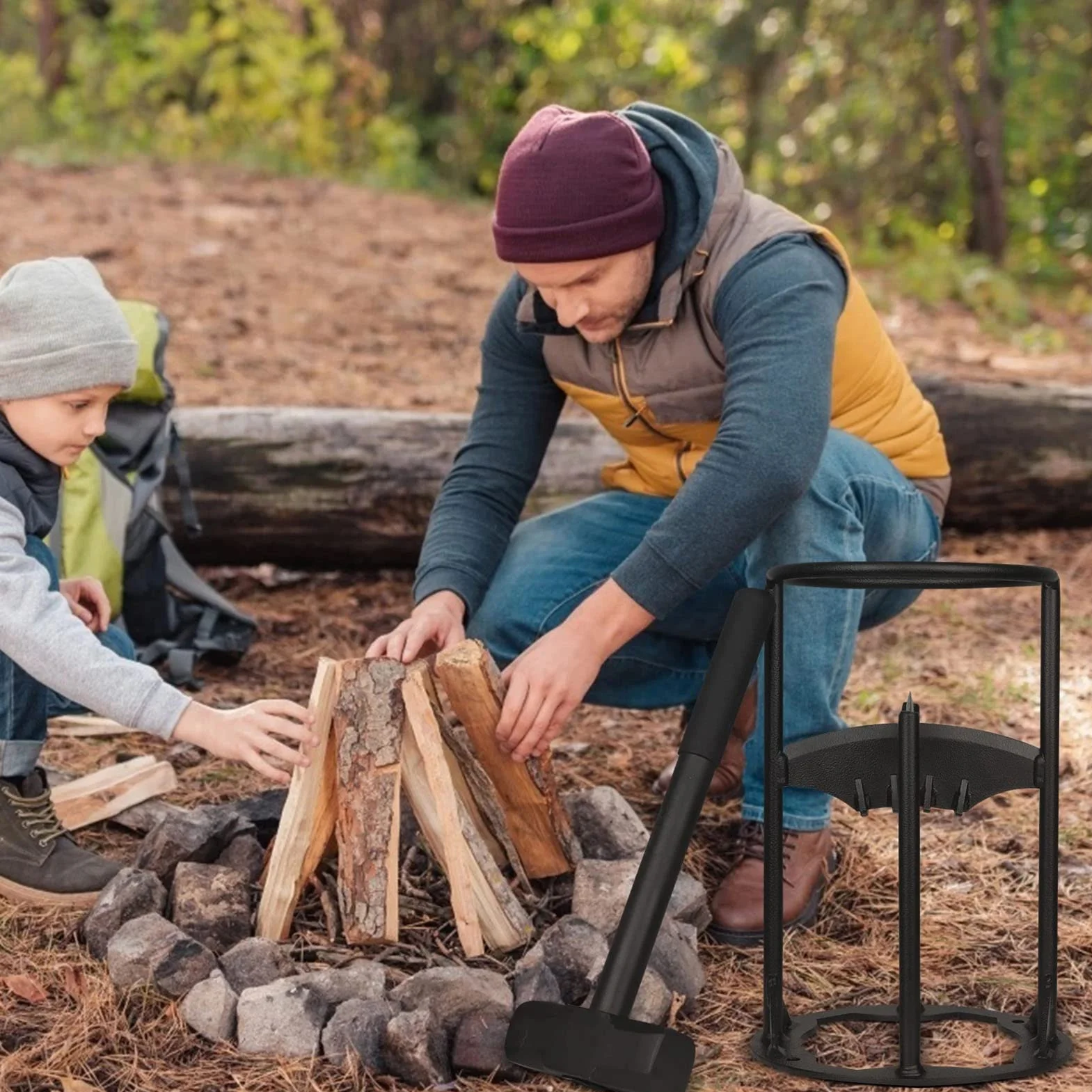 Kliny do drewna opałowego Kindling Splitter, ręczny protokół do logowania do kancelarii, klin żeliwny do domu, na kemping i na świeżym powietrzu
