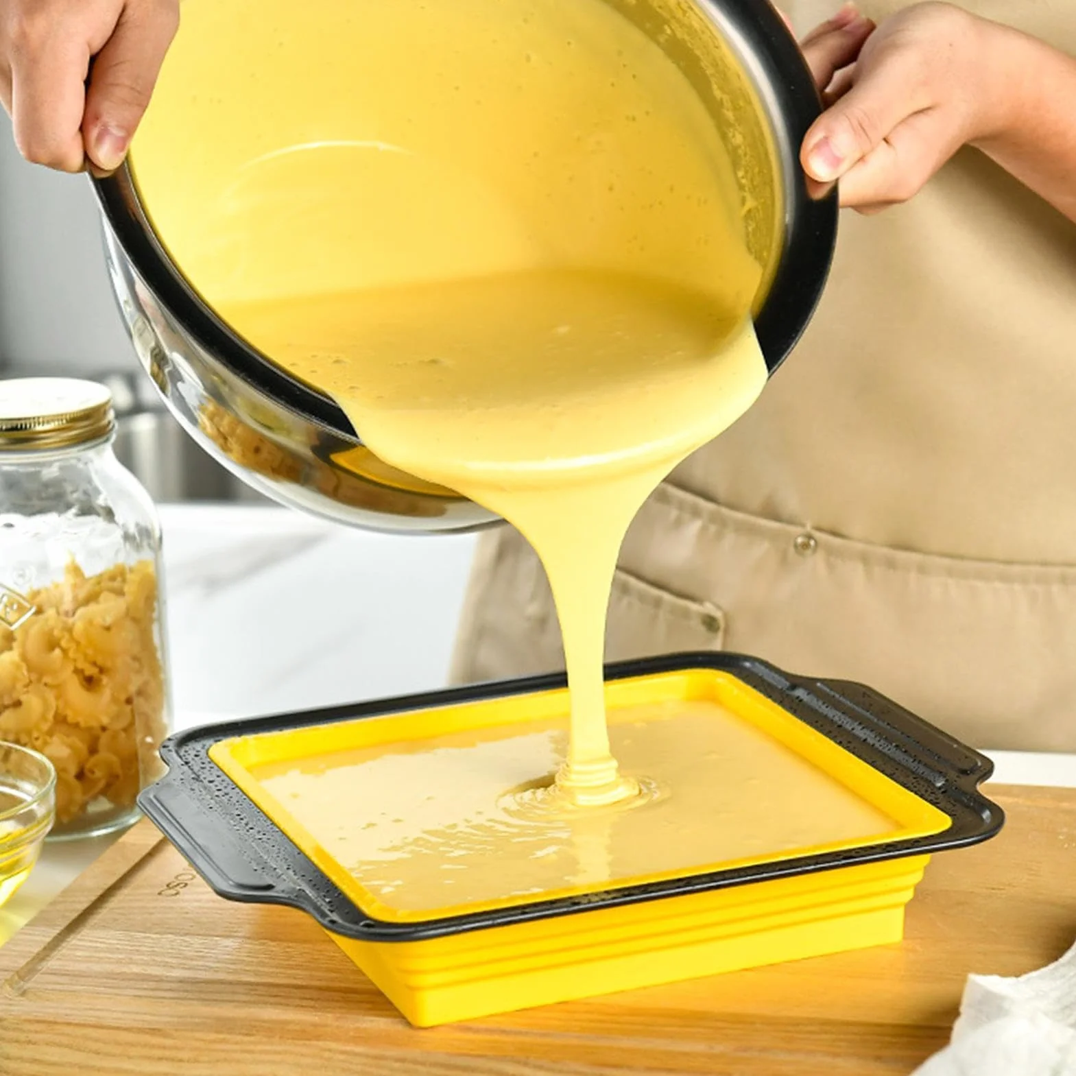 Silikonowa forma do pieczenia Układane na stos | Z zestawem rękawic, skrobaczki i pędzelka Do pieczenia muffin, chleba, babeczek w piekarniku, idealna do kuchni,