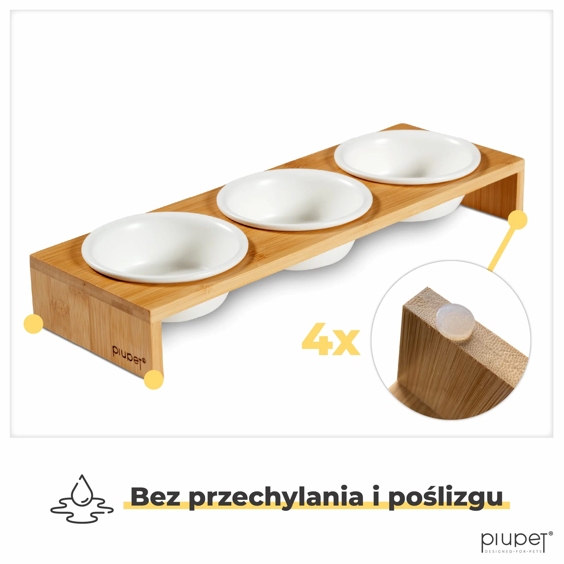 PiuPet® 3er Cat Bowl - Podwyższona miska ceramiczna dla kotów i małych psów - Zestaw 3 misek