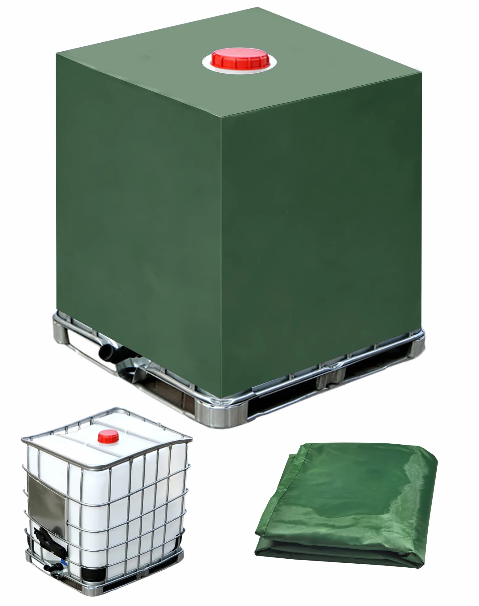 Osłona zbiornika IBC na wodę, plandeka na zbiornik na wodę o pojemności 1000 l, wodoszczelna, ochrona przed promieniowaniem UV, pokrowiec ochronny, 116 x 100 x 120 cm