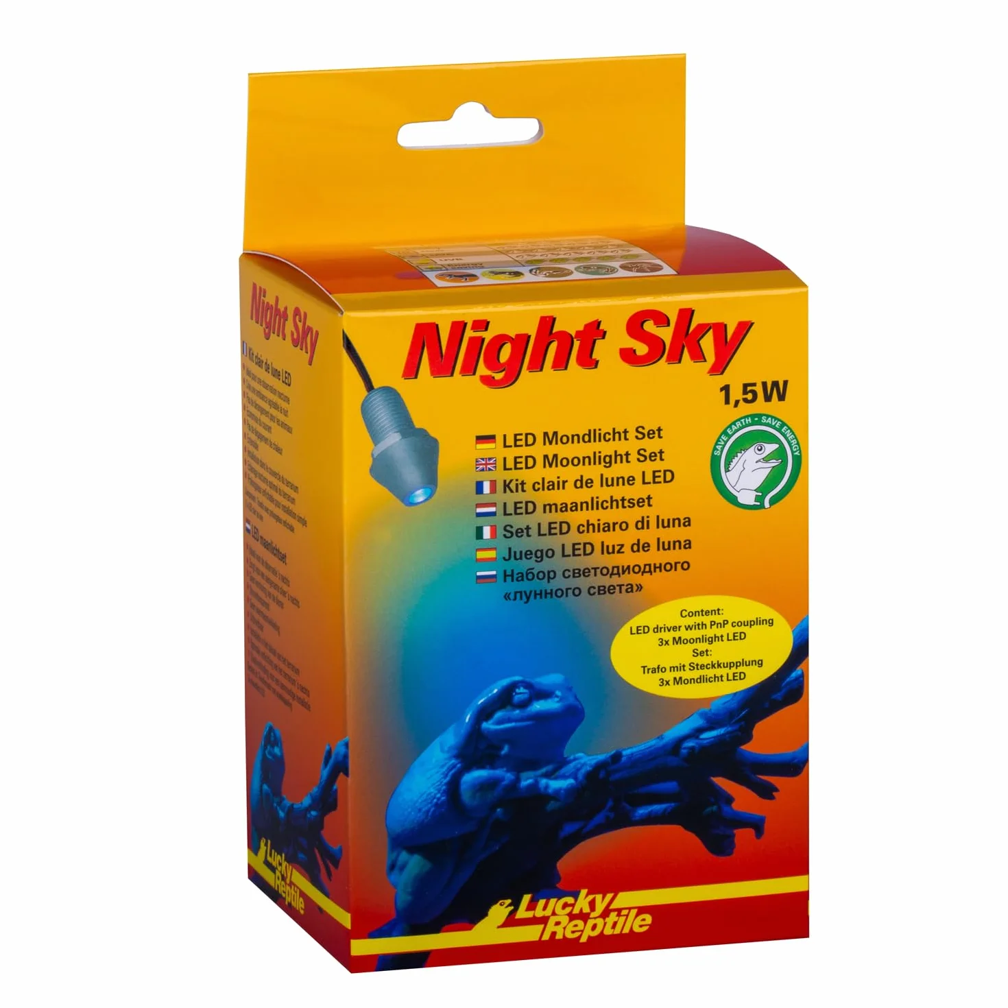 Lucky Reptile Night Sky LED lampa księżycowa do terrarium 3x LED z transformatorem nocne oświetlenie dla gadów i płazów