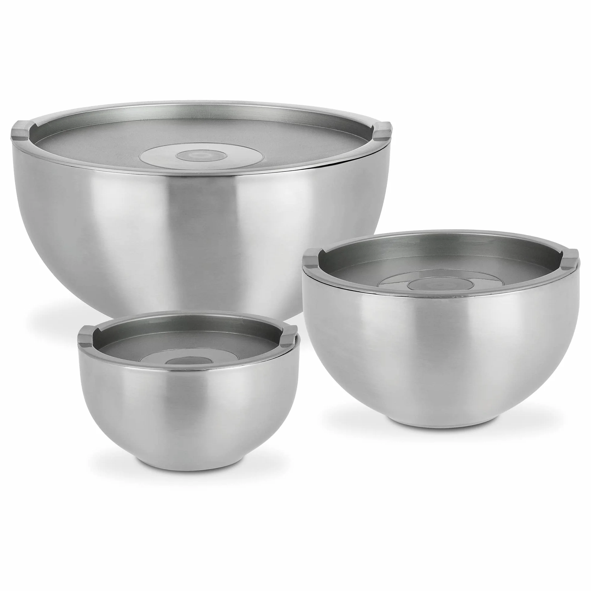 GSW 824019 6-częściowy zestaw misek termicznych z pokrywką z tworzywa sztucznego, stal nierdzewna, srebrna, 26 cm, 6 sztuk