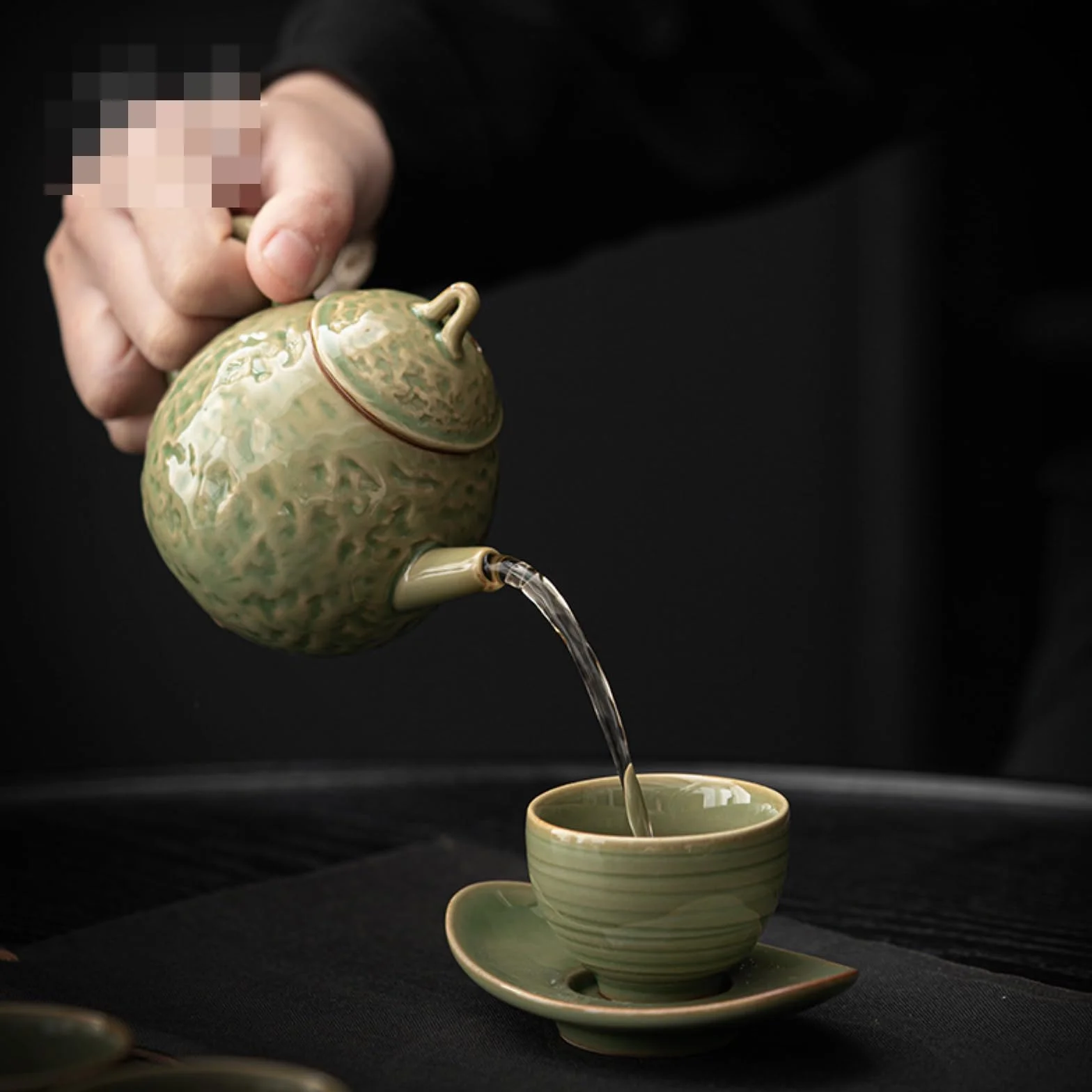 190 ml - 6 uncji ceramiczny domowy czajniczek retro herbata Kung Fu z filtrem sprzęgło - retro zielona glazura