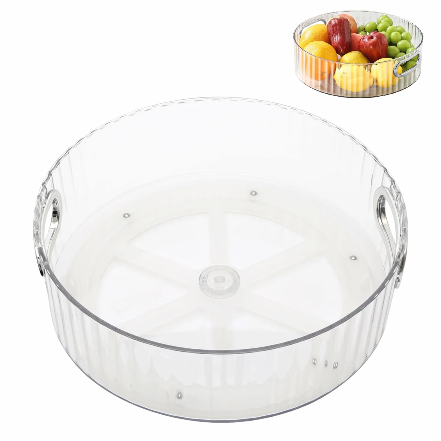 Przezroczysty organizer do szafki Lazy Susan 22 cm, wielofunkcyjny, obrotowy organizer do szafki kuchennej z tworzywa sztucznego, do makijażu przypraw