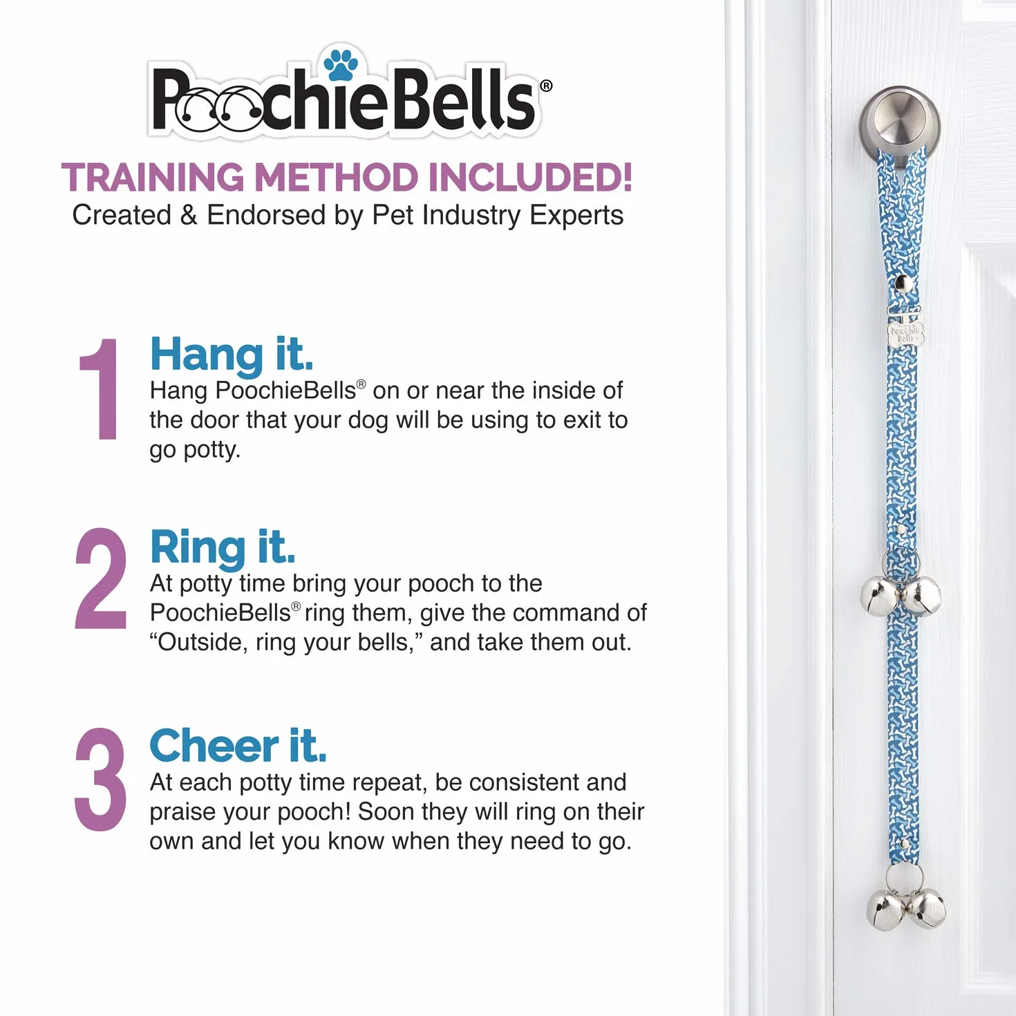 PoochieBells The Original Doggie Doorbell, Safe and Effective Puppy Potty Training Bells, Sahara (PB-Sahara)