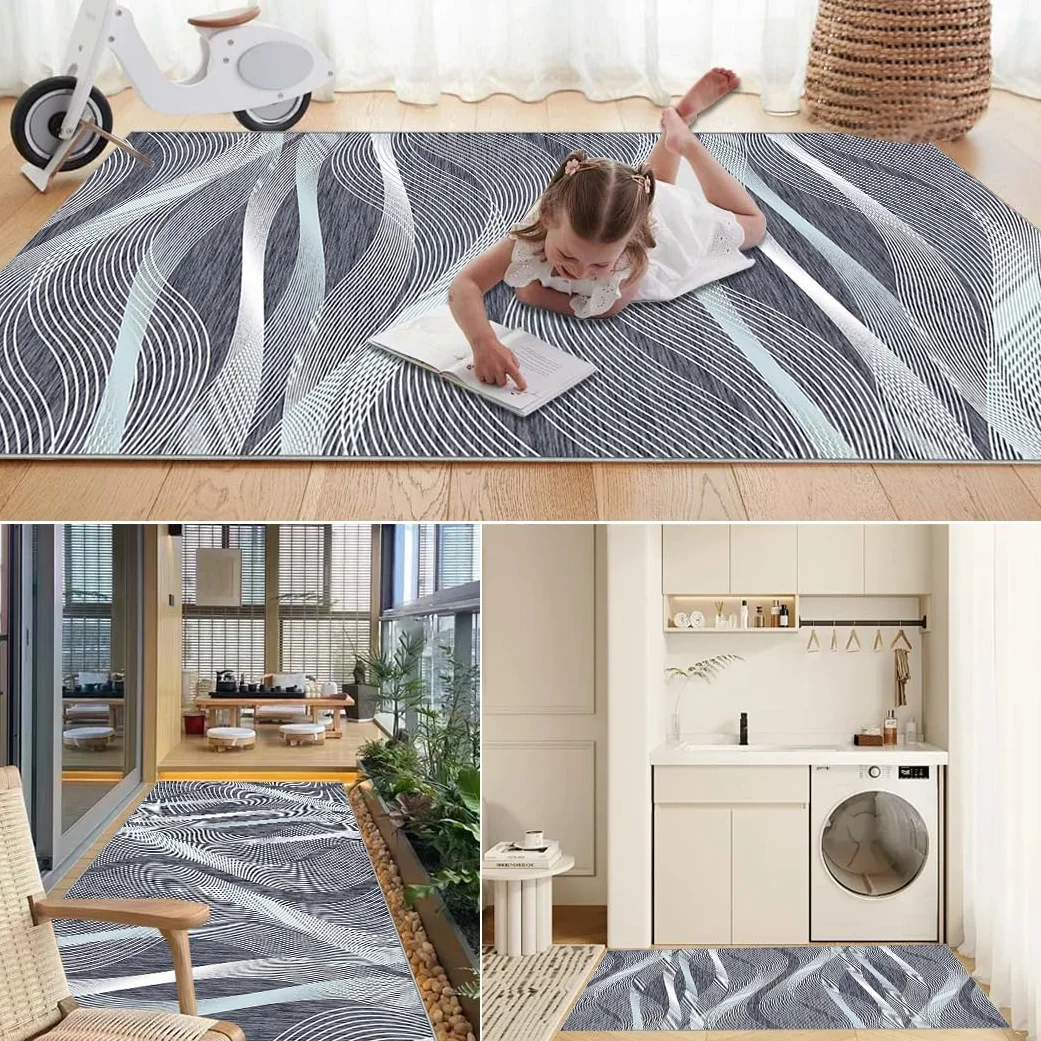 Dywan kuchenny, nadający się do prania, chodnik do przedpokoju, antypoślizgowy chodnik na korytarz, 110 x 600 cm, niskie runo, wycieraczka podłogowa, chłonny chodnik do przedpokoju, sypialni, łazienki