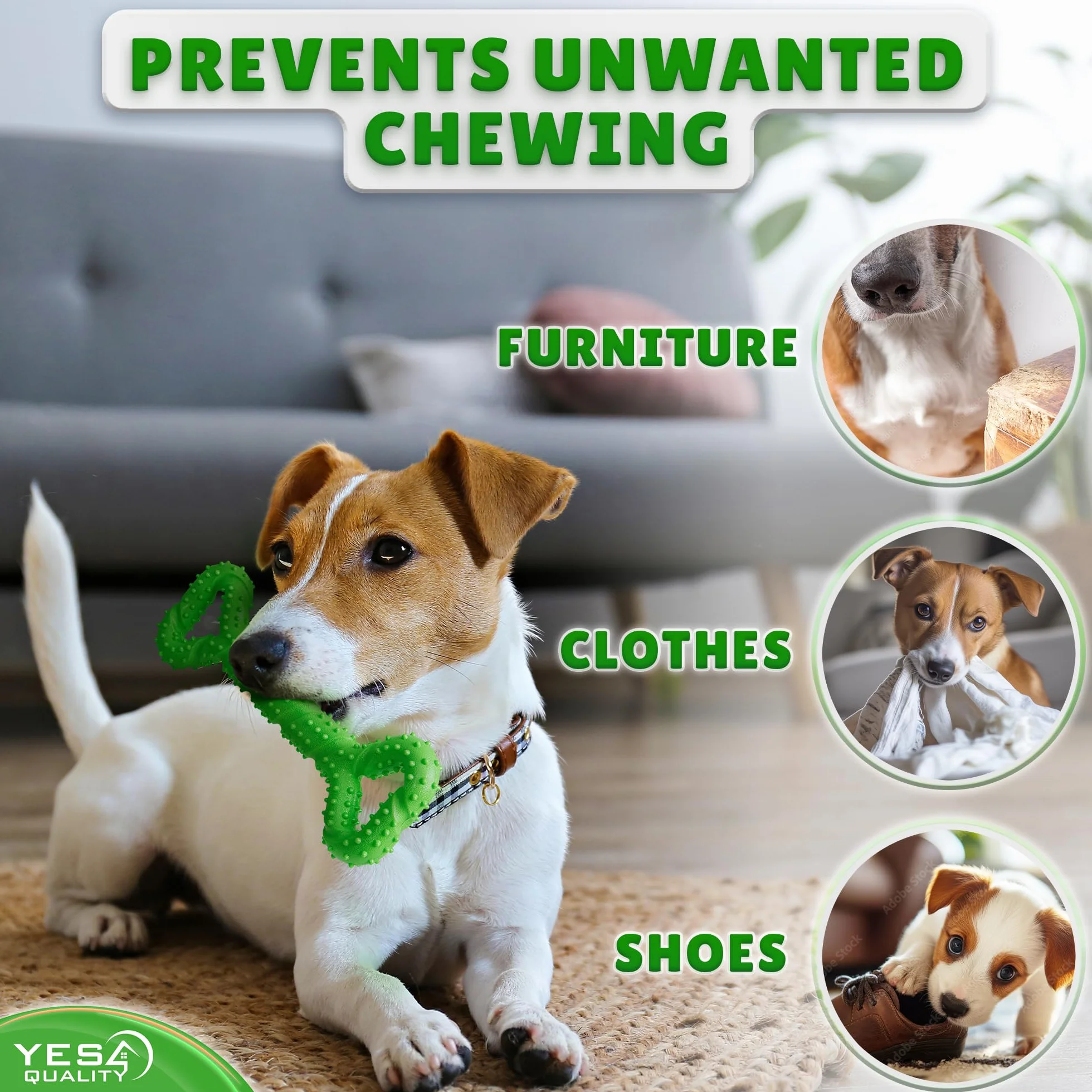Yes4Quality - Dog Chew Toy - 33 cm, Green - Tough Bone Toy for Aggressive Chewers - Mentally Stimulating Pet Enrichment Toy to Keep Dogs Busy