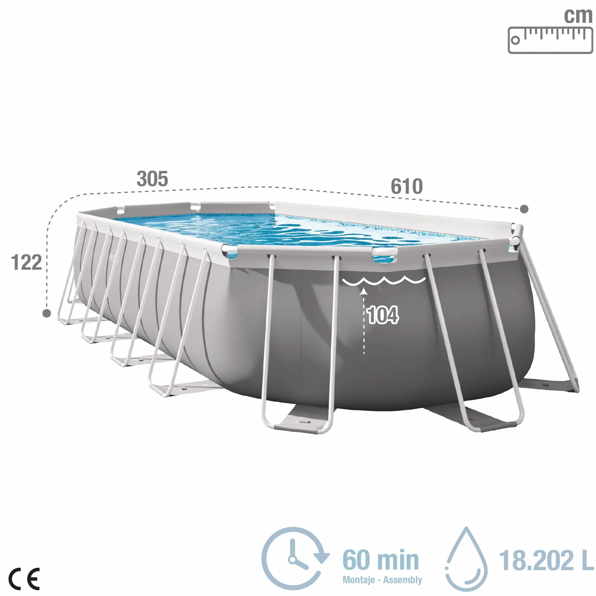 Intex 26798NP Intex pryzmat, owalny, zdejmowany basen 610 x 305 x 122 cm z płuczką