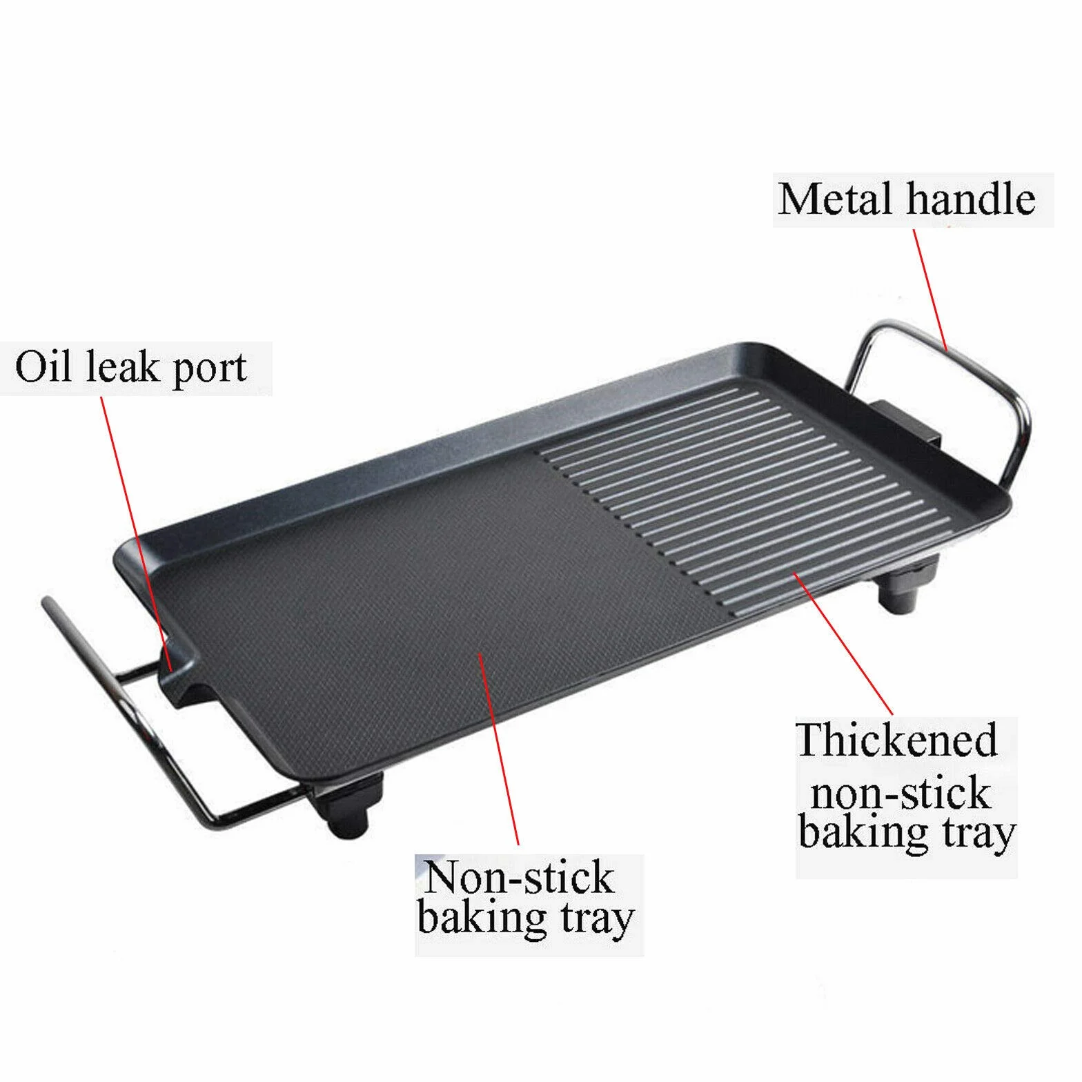 Grill elektryczny Teppanyaki, 1500 W, płyta grzewcza BBQ, powłoka zapobiegająca przywieraniu i szybkie nagrzewanie, gotowanie na biurku na rodzinne spotkania, przyjęcia, kolacje w pomieszczeniach lub