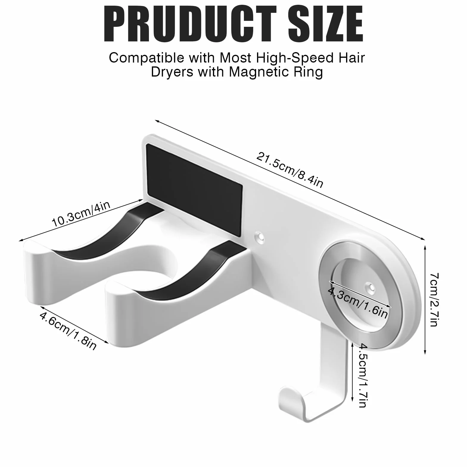 Uchwyt ścienny do suszarki Dyson aluminiowy magnetyczny biały
