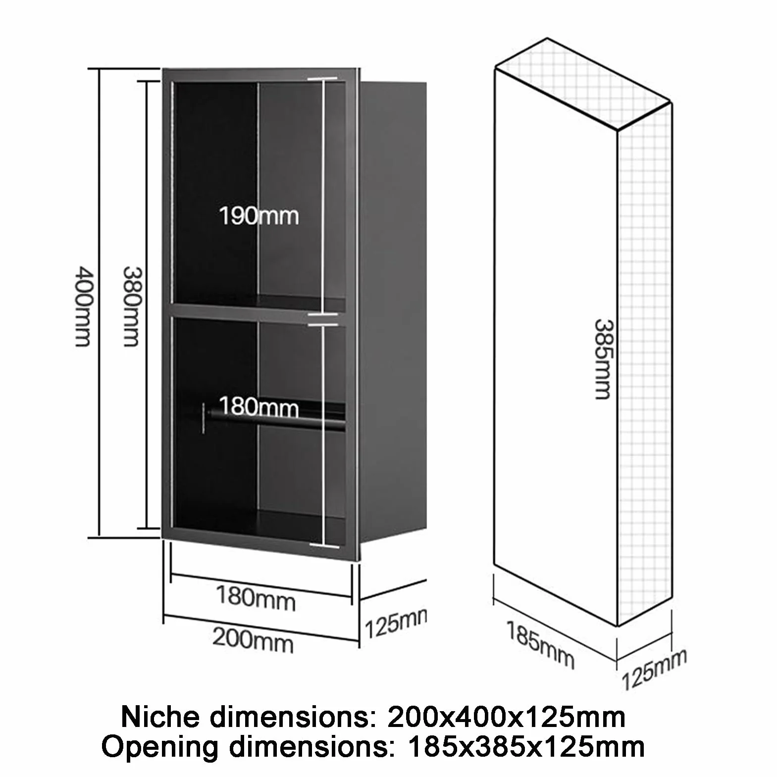 Uchwyt na papier toaletowy ze stali nierdzewnej, wielokolorowy organizer pod prysznic, wbudowana konstrukcja, wszechstronne rozmiary (szary, 400 x 200 x 125 mm) – idealny do łazienki