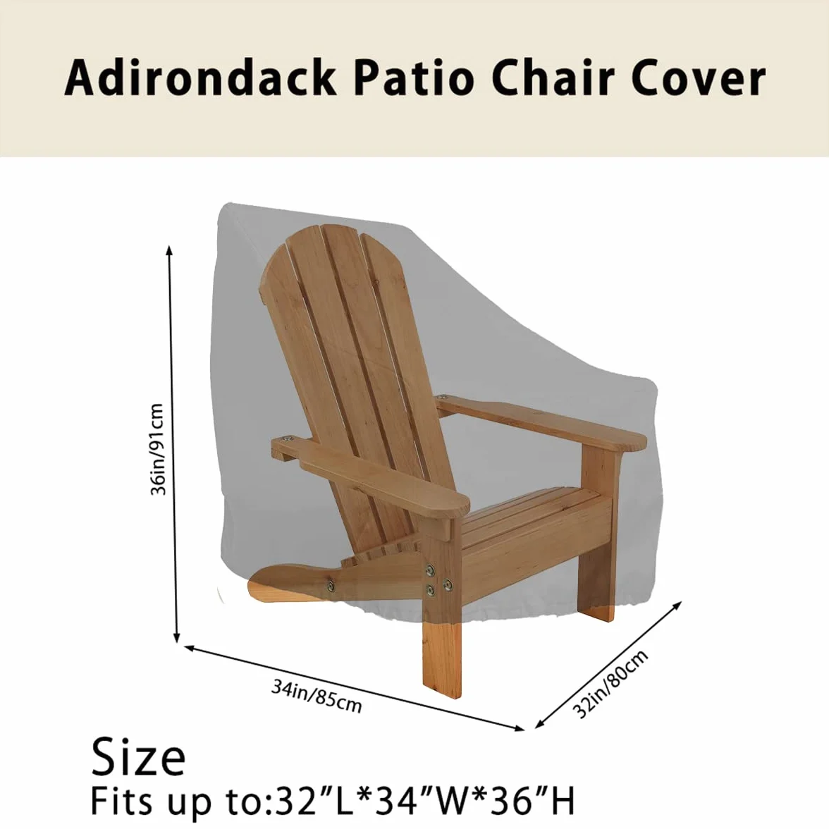 Adirondack pokrowiec na krzesło 91 x 85 x 80 cm, tkanina Oxford 210D, wodoszczelna, pyłoszczelna, odporna na działanie promieni UV