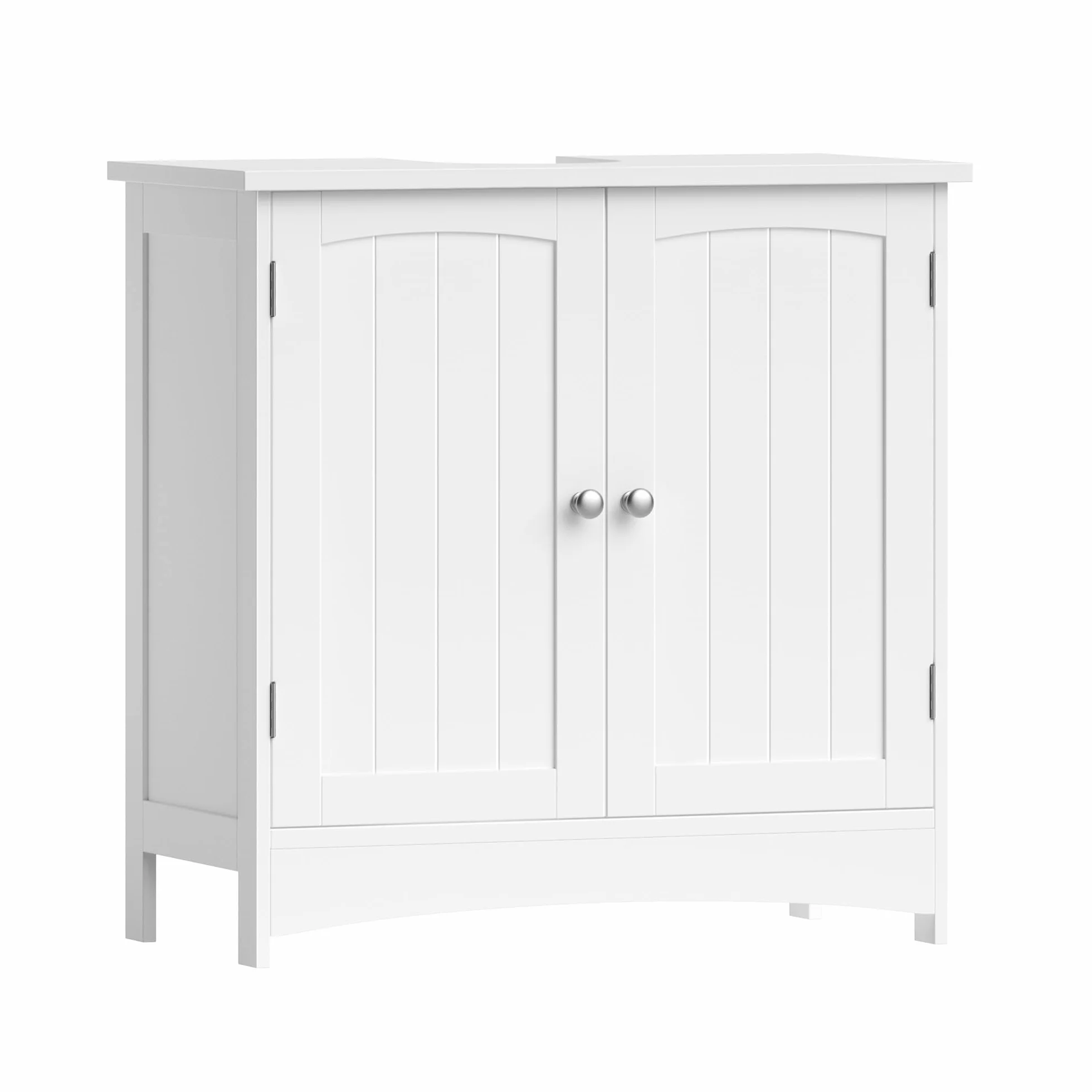 VASAGLE BBC01WT szafka pod umywalkę, szafka łazienkowa, 2-drzwiowa, z regulowaną półką, biała, 60 x 60 x 30 cm (szer. x wys. x głęb.), BBC01WT