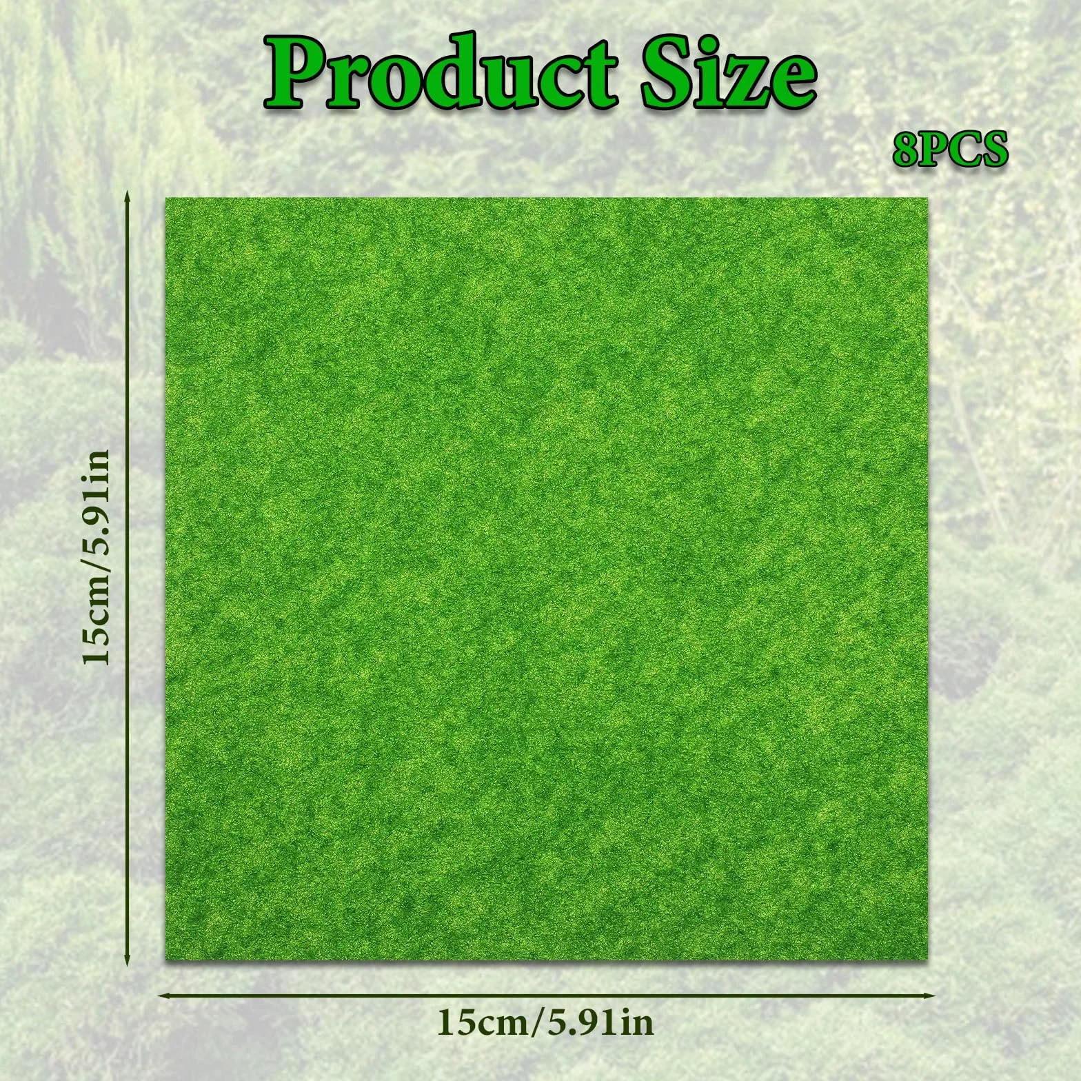 Nogeqi 8 sztuk mini dywan ze sztucznej trawy 15 x 15 cm, dywan trawnikowy, dekoracja do rzemiosła, sztuczna trawa, miniaturowy trawnik, do modelarstwa, domku dla lalek, miniaturowy ogród
