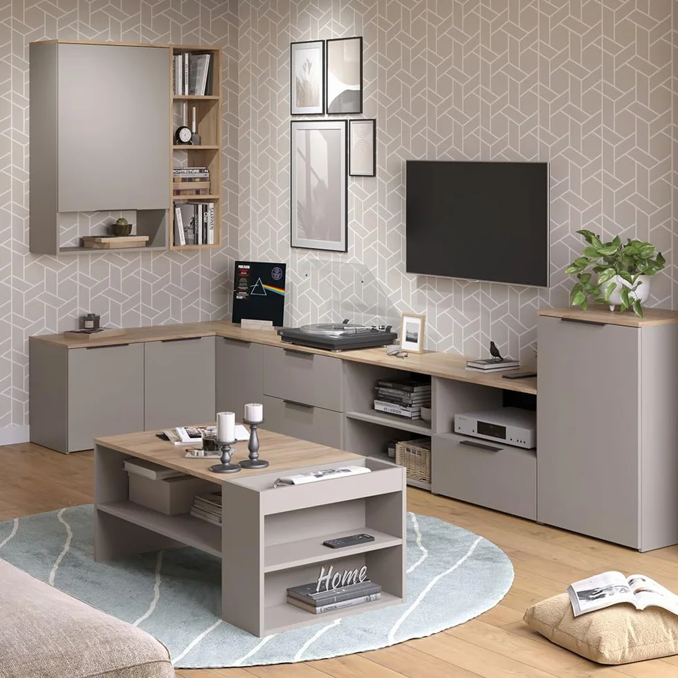 Vicco Ściana w salonie "Wido", Szary, | 5 części, compatible avec d'autres éléments de la série Wido