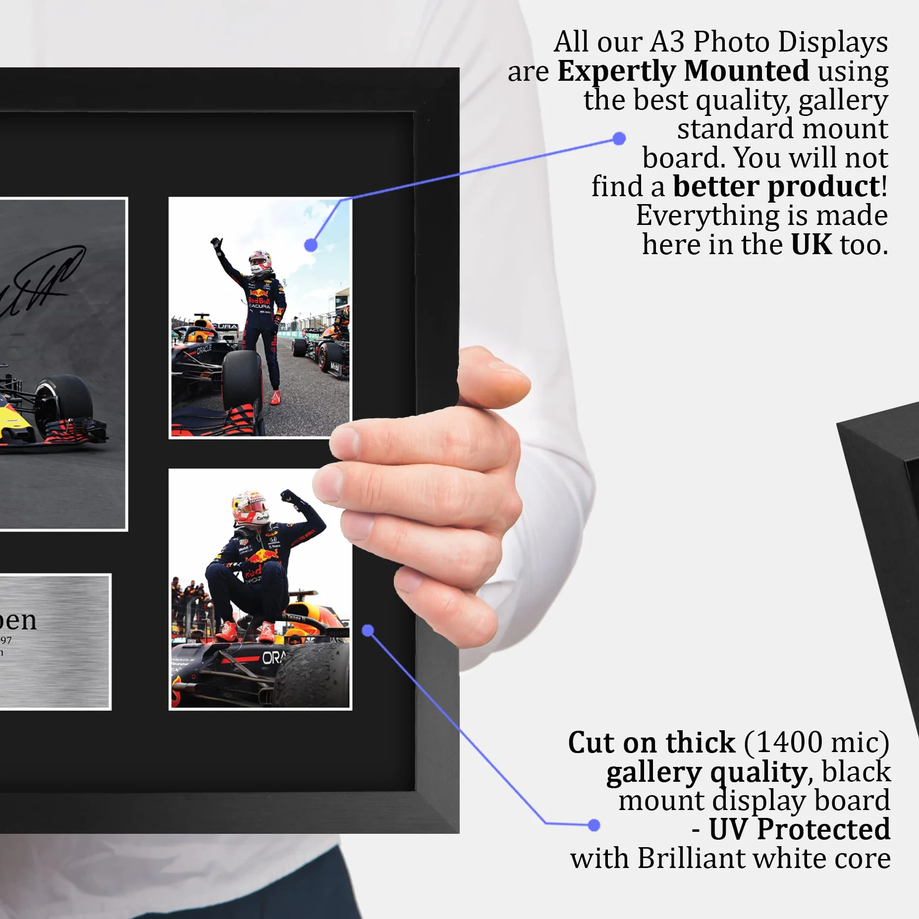 HWC Trading FR A3 Max Verstappen Gifts drukowany autograf wyświetlacz prezentacyjny dla fanów wyścigów Formuły 1, A3, oprawiony