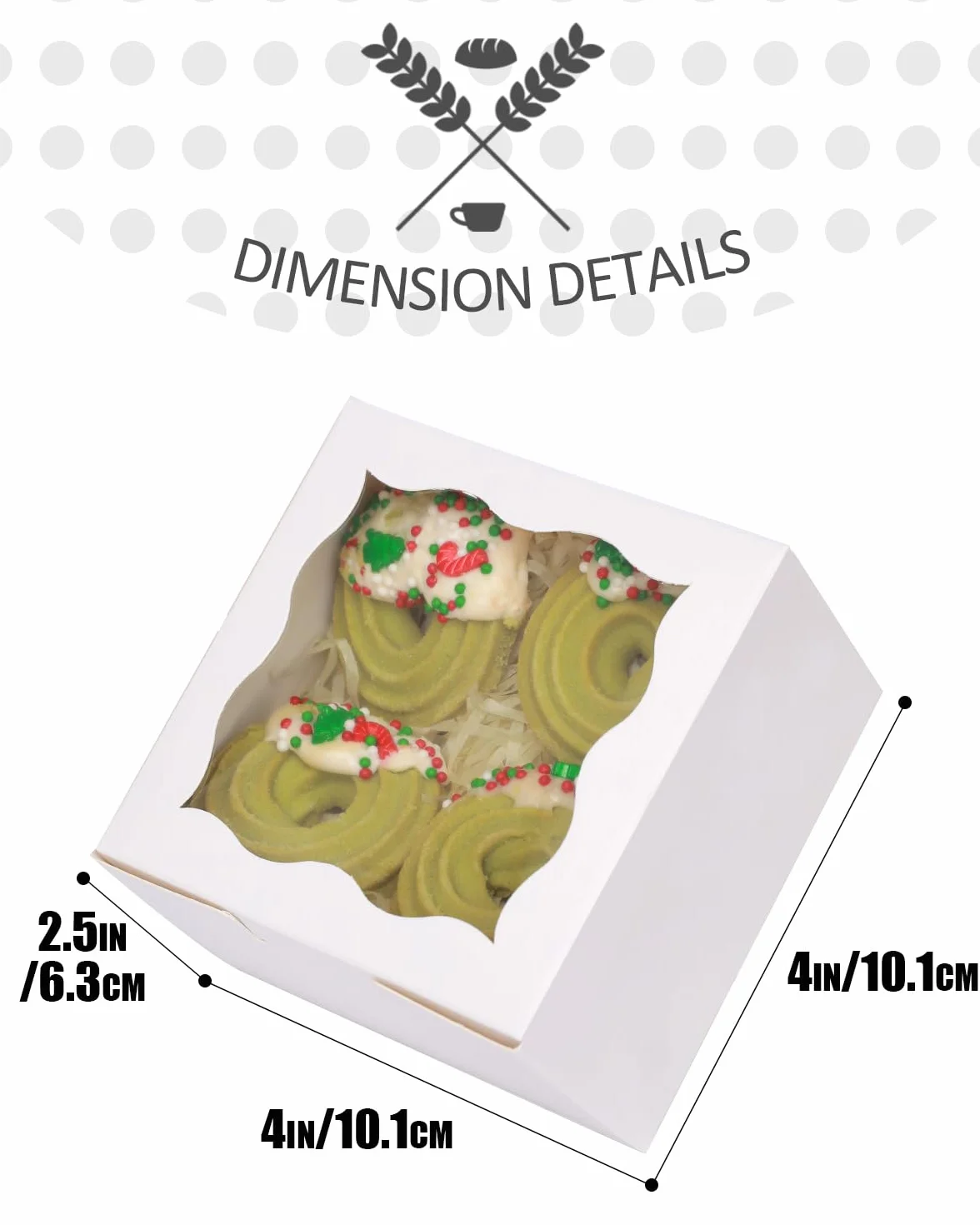 Gcardist Bäckerei Boxen z oknem 30 sztuk 10,1 x 10,1 x 6,3 cm Mini pudełko na ciasteczka Macaron Small Donut Gebäck Boxen