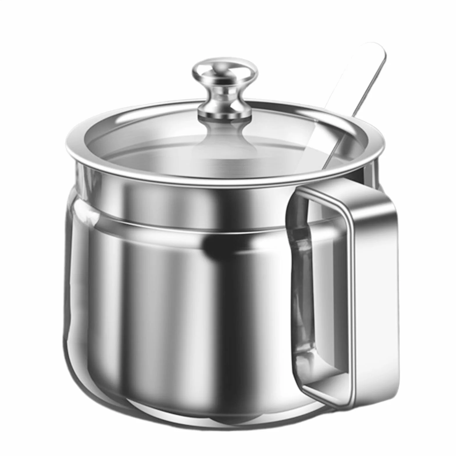 Cukiernica, garnek do przechowywania ze stali nierdzewnej, 500 ml, do kuchni, dozownik Ghee z pokrywką i łyżką, wielofunkcyjny pojemnik, organizer do herbaty, cukru, soli, oleju, przypraw, gotowania i