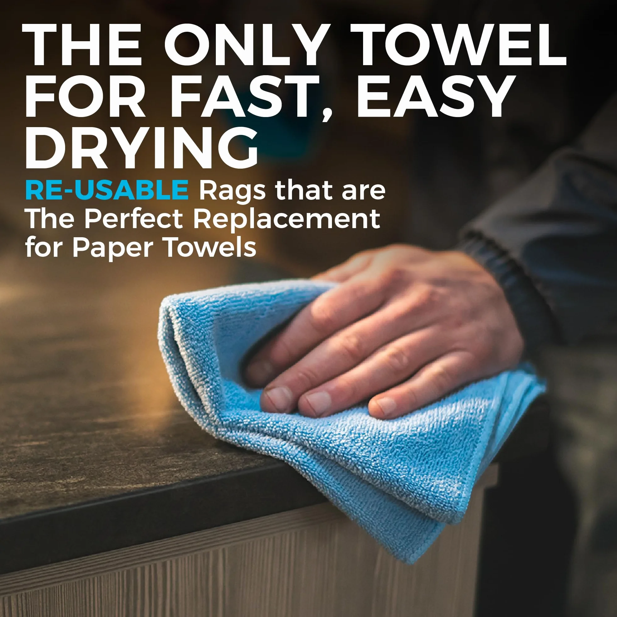 The Rag Company Uniwersalne ściereczki do sprzątania z mikrofibry frotte, chłonne, nie strzępią się, nie pozostawiają smug, do kuchni, łazienek, 300 g/m², 30x30 cm, szare (12 szt.)