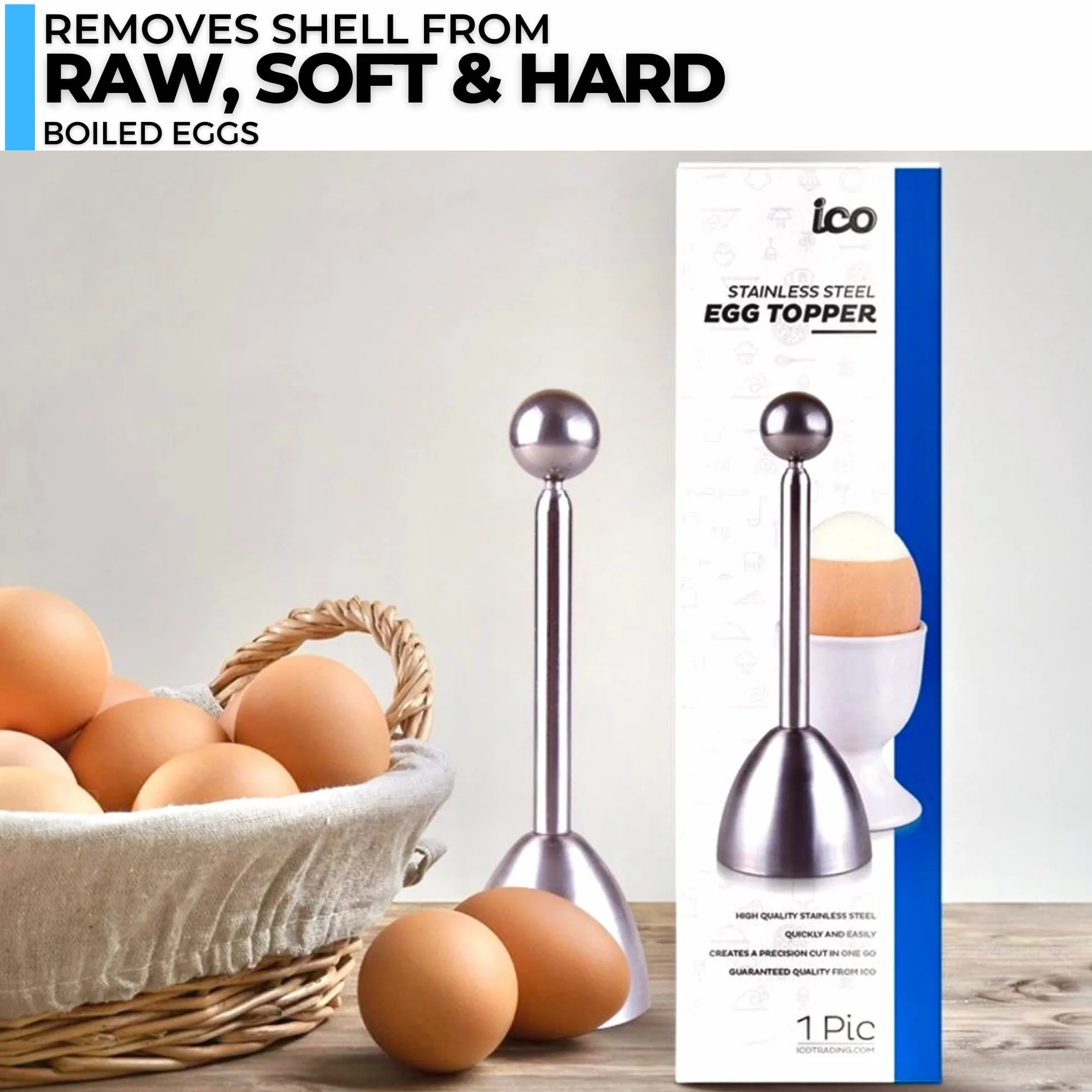 Impeccable ICO013 Culinary Objects Obieraczka do Jajek ze Stali Nierdzewnej, Srebrny