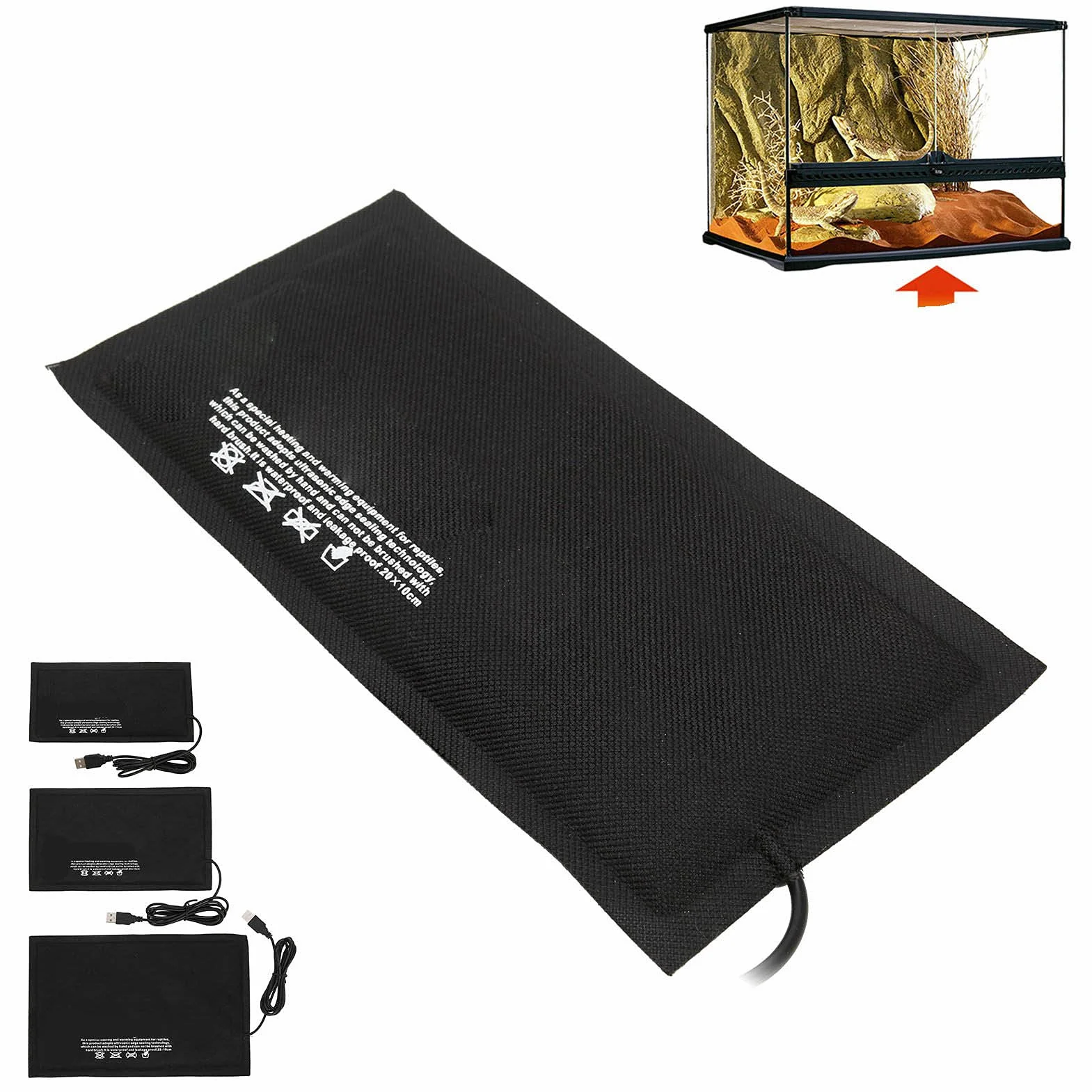 5V 2A USB Gad Podkładka grzewcza Terrarium Cieplej Mata grzewcza dla żółwi, jaszczurek, żab, węży, gadów i innych żółwi małych zwierząt(28x18cm)