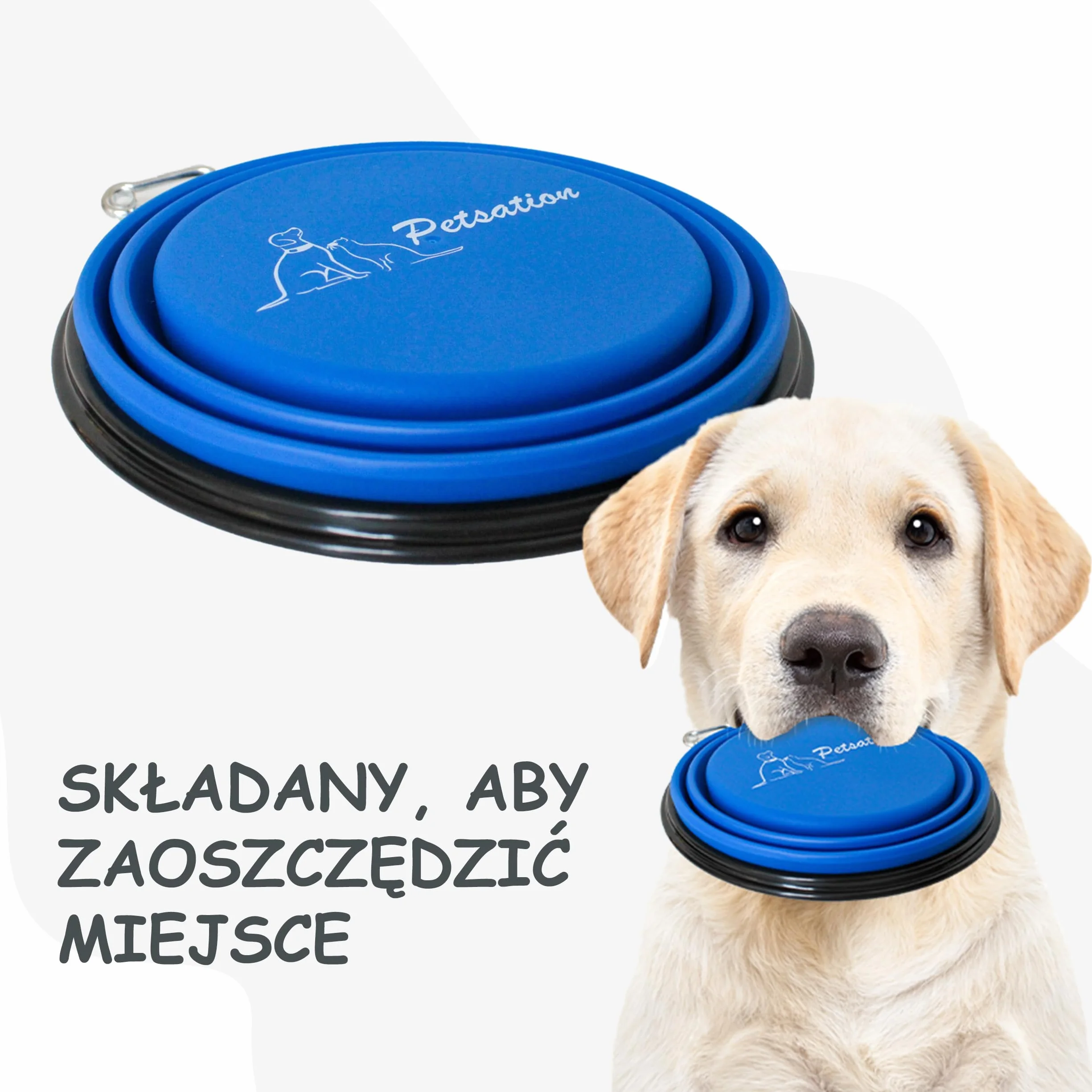 Składana miska dla psa 1500 ml niebieska podróżna na karmę i wodę