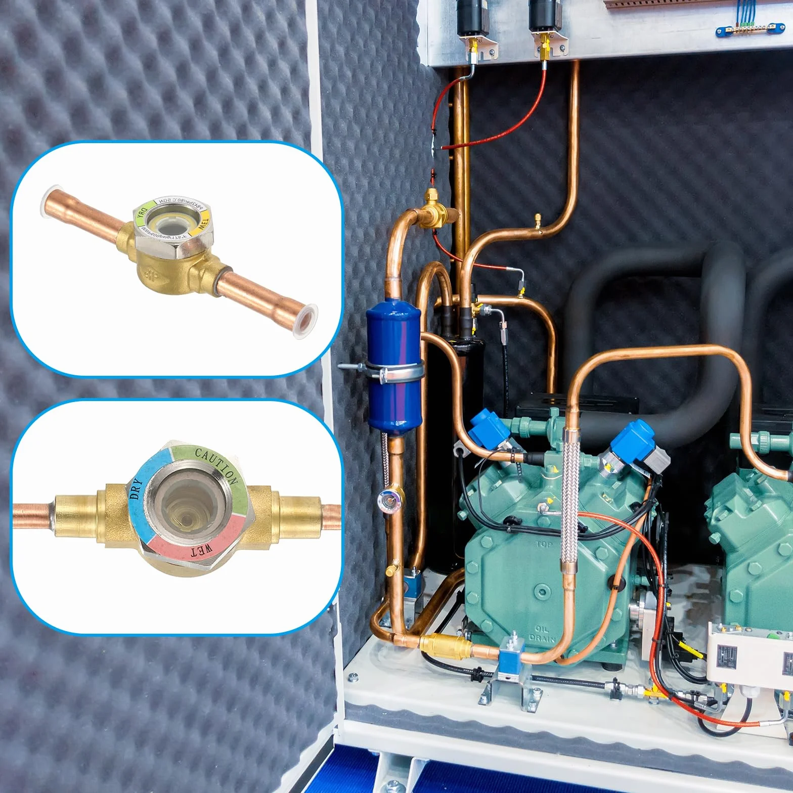 PATIKIL Wziernik, 2 szt. 3/8 x 3/8 pot uniwersalny wskaźnik wilgotności cieczy lutowanie do klimatyzacji HVAC chłodzenie