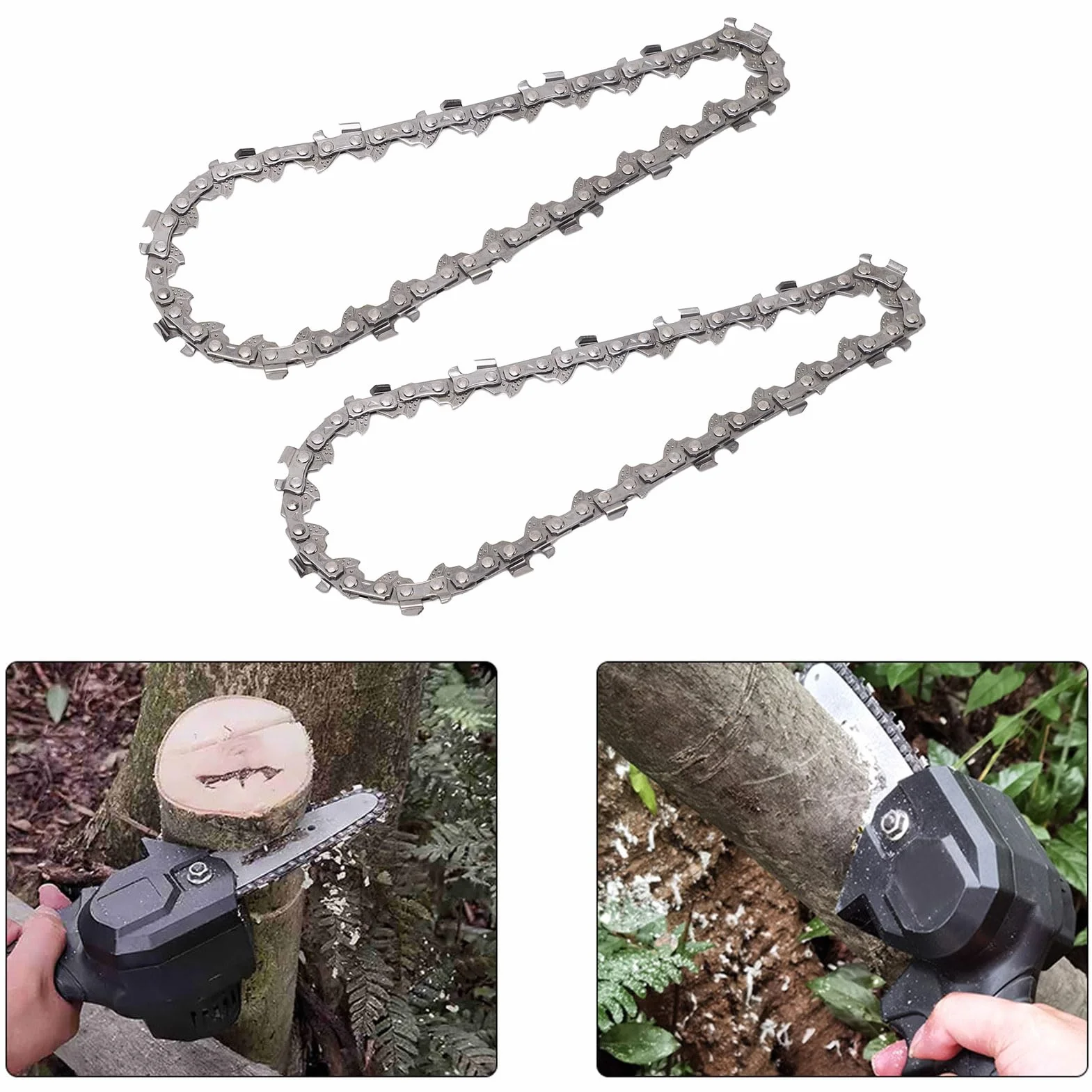 Zestaw 2 łańcuchów do piły łańcuchowej, łańcuch zapasowy, 10 cm, do piły łańcuchowej, mini akumulatorowe piły łańcuchowe, zapasowy łańcuch do piły łańcuchowej z 28 ogniwami napędowymi, do mini