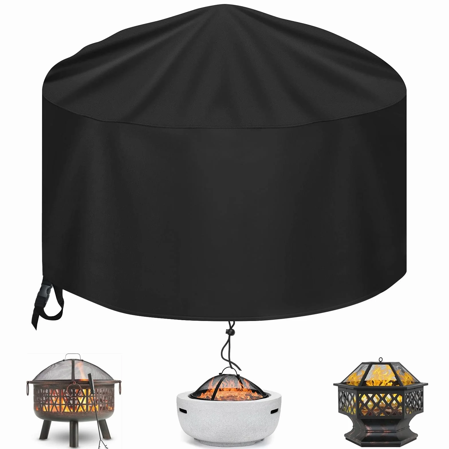 Pokrowiec ochronny na parasol okrągły 90 x 60 cm, 600D Oxford wodoodporny pokrowiec na palenisko okrągły pokrowiec na palenisko grillowe, czarny